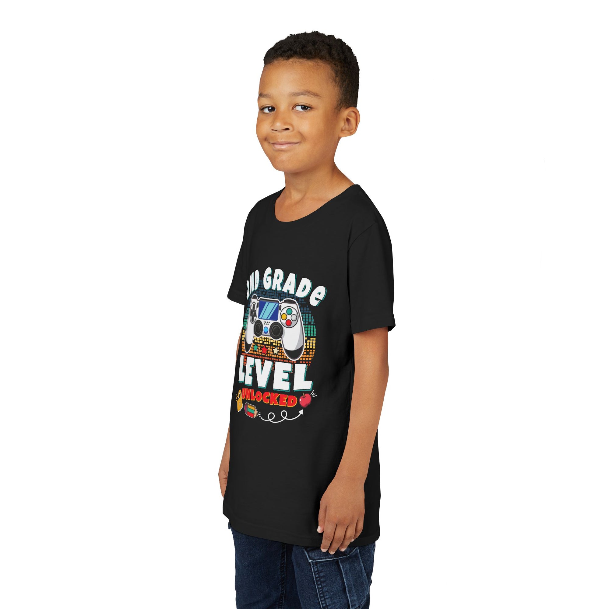 2nd GRADE LEVEL UNLOCKED Youth Tee - Fun T-Shirt, Gaming Shirt, Kids Birthday Gift, Back to School, Video Game Lover