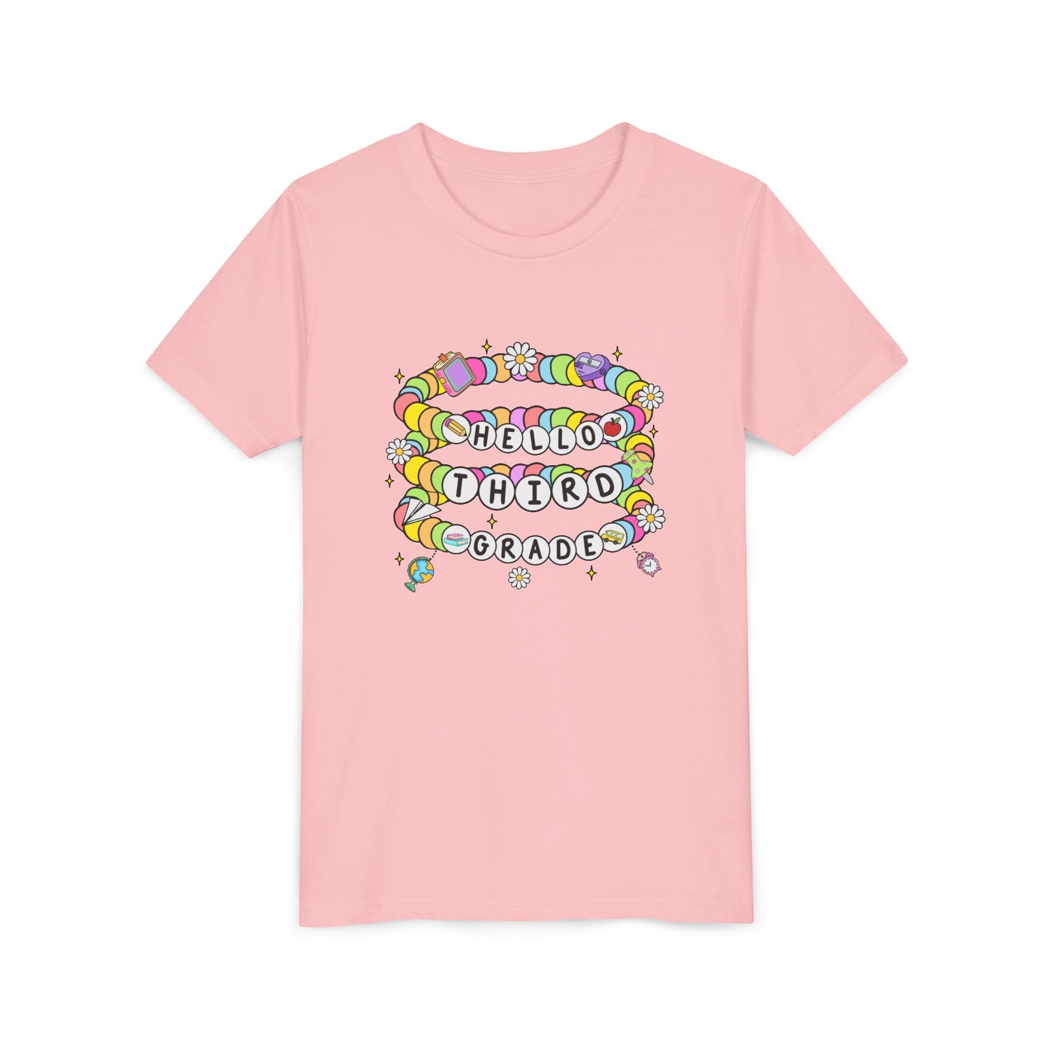 HELLO 3RD GRADE, Youth Tee - Back to School Shirt, Kids Educational T-Shirt, Fun Classroom Apparel, Grade Celebration Gift