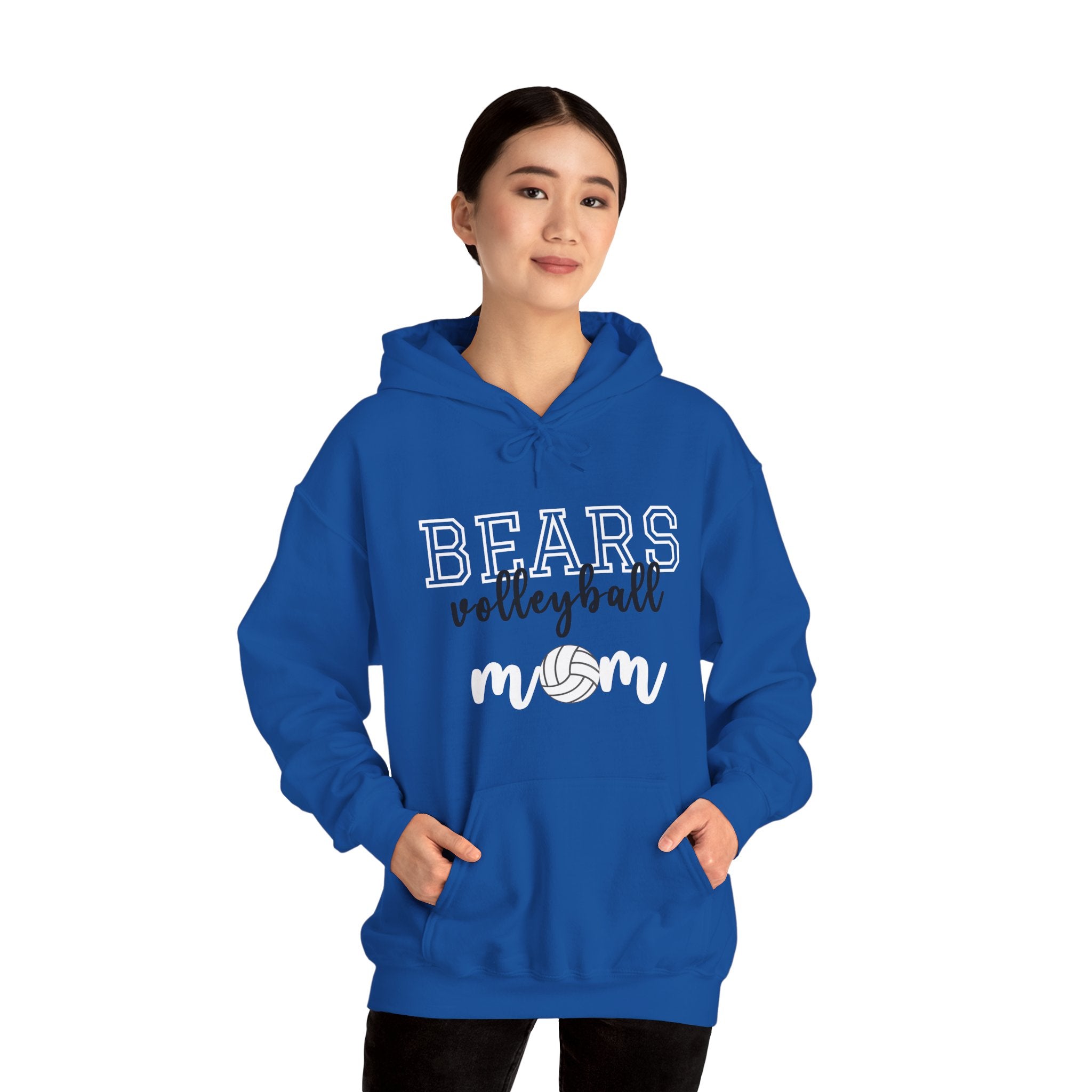 Bears Volleyball Mom Hoodie - Personalized Sportswear for Proud MOMS, Gift for Volleyball Enthusiasts, Customizable Hooded Sweatshirt