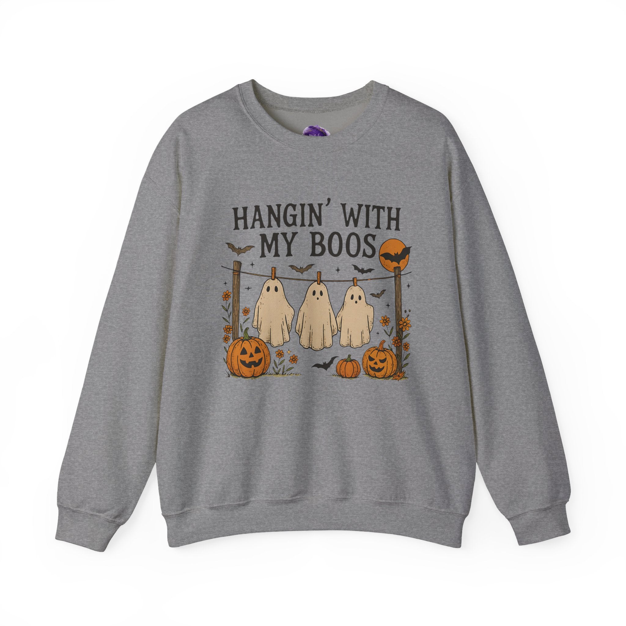 Hangin' with my Boo's, Halloween Ghosts Sweatshirt, Cozy Halloween Apparel, Unisex Crewneck, Fall Fashion, Spooky Season Gift, Boo-Themed Clothing