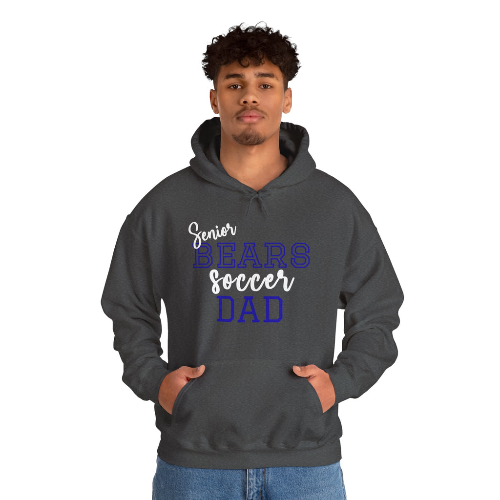 Senior Bears Soccer Dad Hoodie, Unisex Heavy Blend Hoodie for Sports Fans, Personalized Sweatshirt, Game Day Apparel