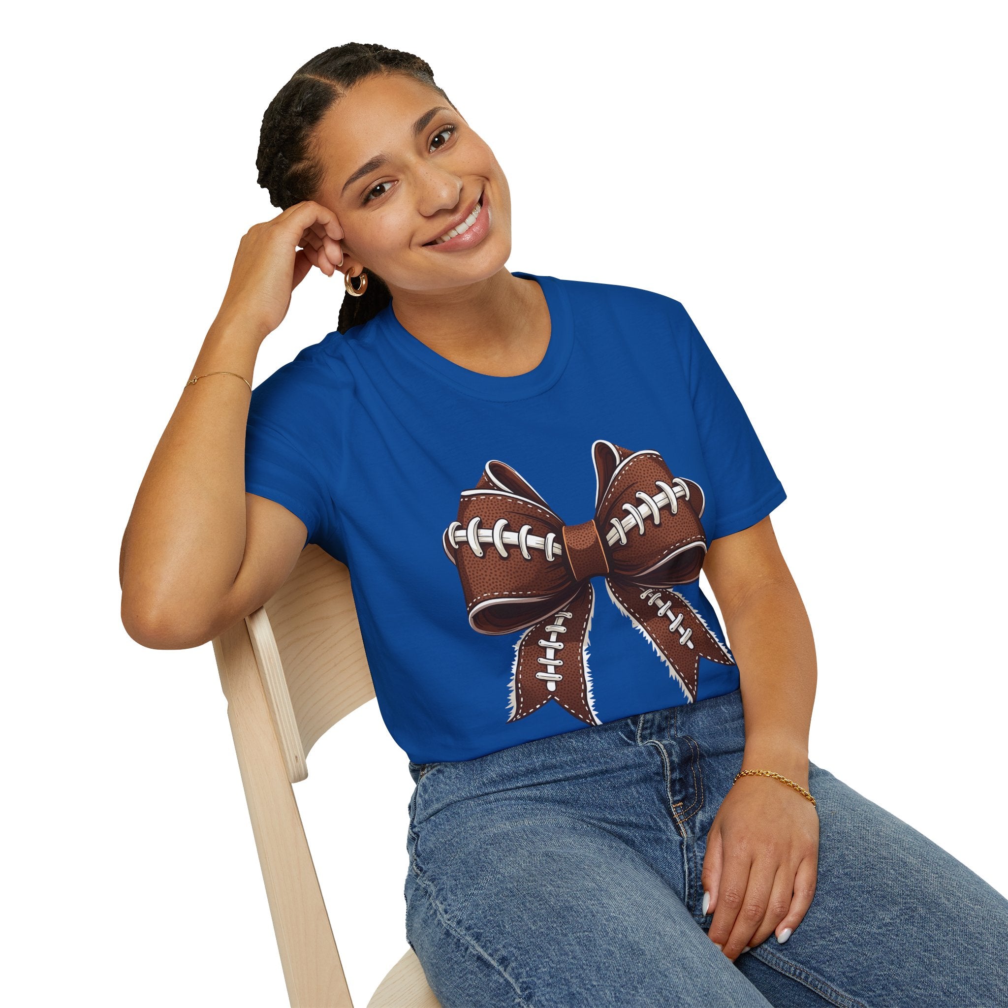 FOOTBALL COQUETTE BOW, Mom T-Shirt, Unisex Tee, Sporty Apparel for Game Day, Perfect for Football Moms, Great Gift Idea, Sports Fan Apparel