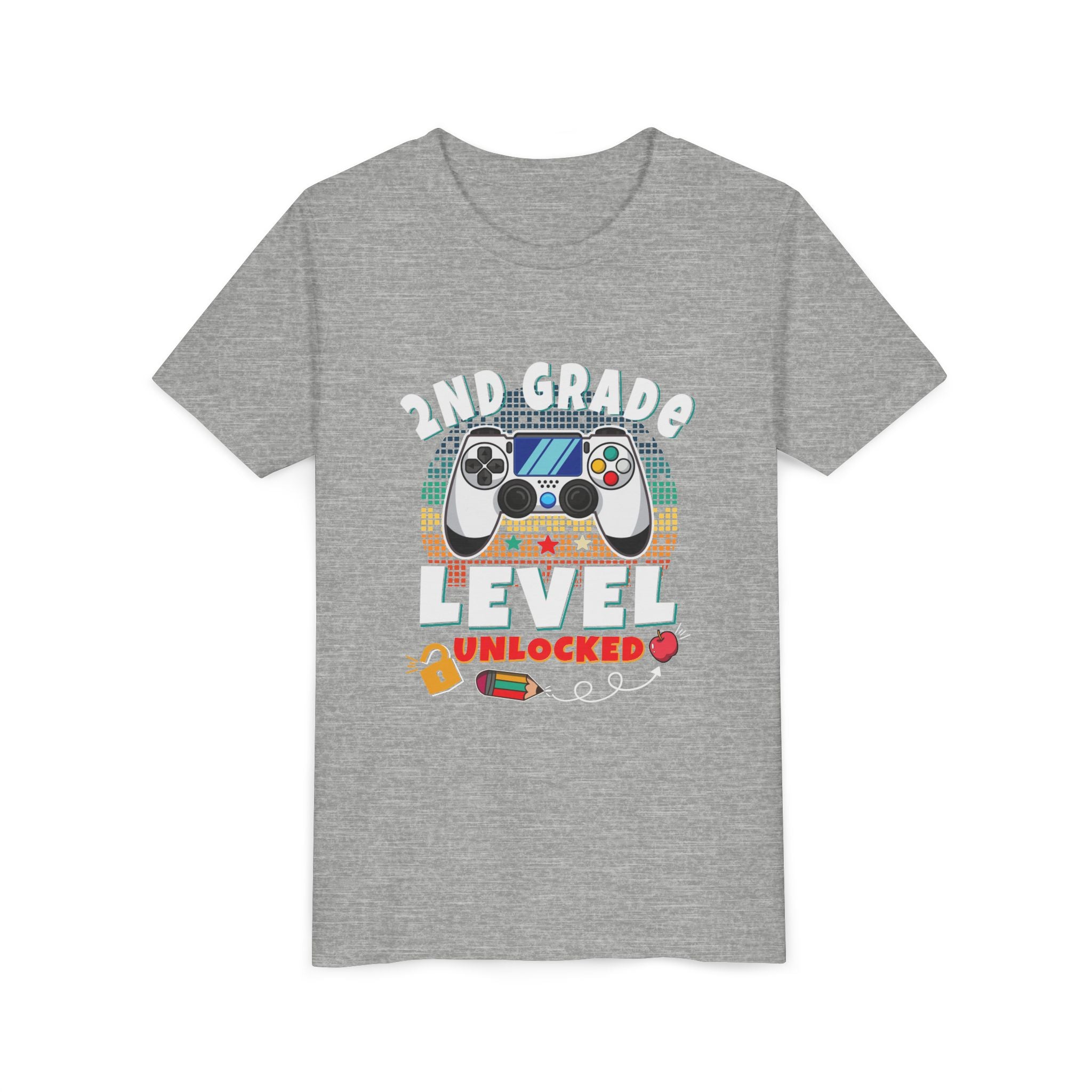 2nd GRADE LEVEL UNLOCKED Youth Tee - Fun T-Shirt, Gaming Shirt, Kids Birthday Gift, Back to School, Video Game Lover
