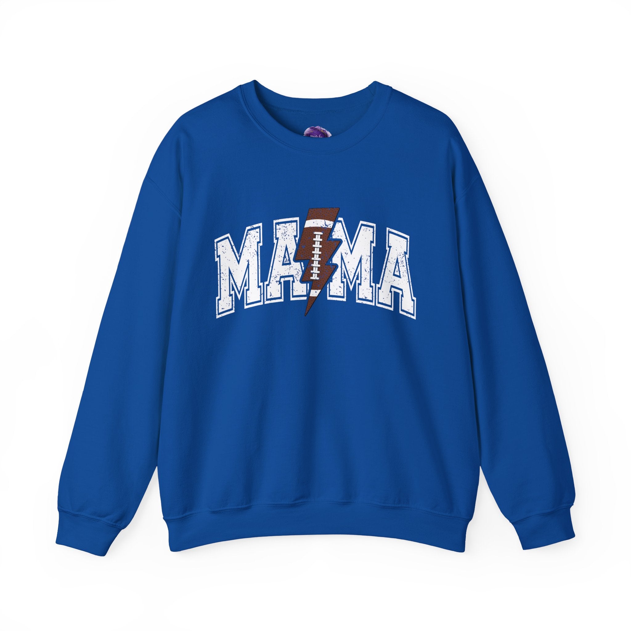 MAMA Sweatshirt with Football lightning bolt, Unisex Crewneck Sweatshirt, Perfect for Game Days, Sports Fan Apparel, Cozy Sweatshirt Gift, Football