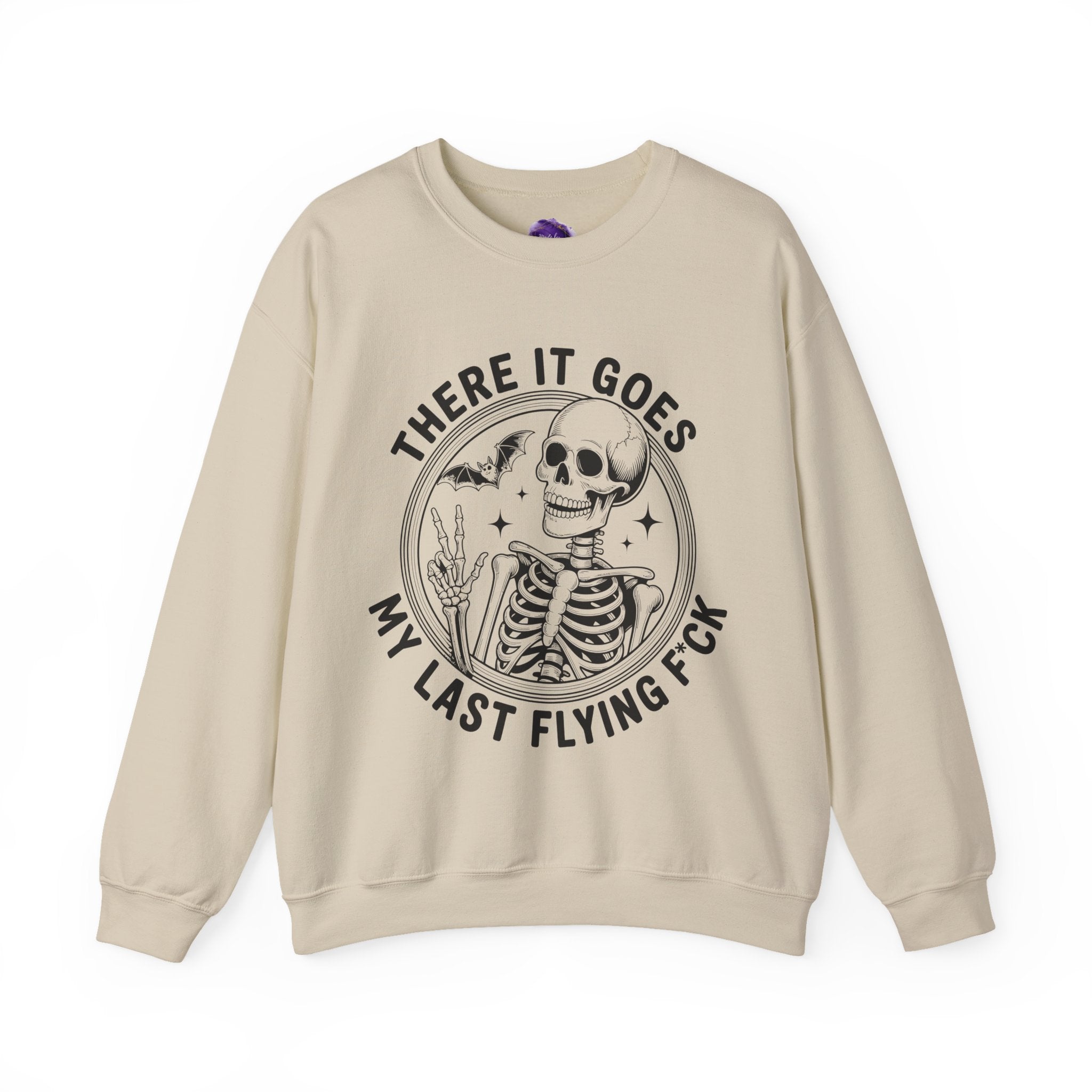 Skeleton/ There goes my last flying F*ck/Spooky Season, Halloween Sweatshirt, Cozy Halloween Apparel, Unisex Crewneck, Fall Fashion, Spooky Season Gift, Themed Clothing