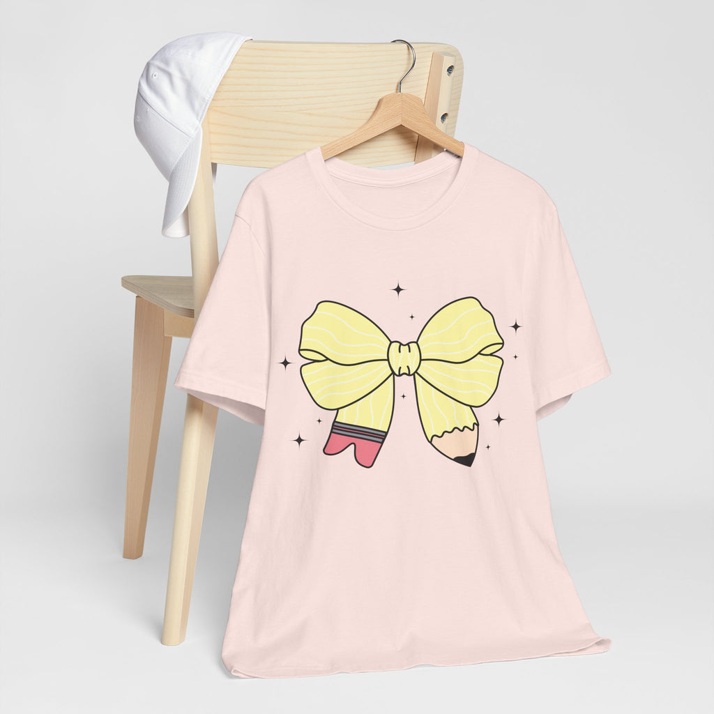 Pencil Coquette Bow T-shirt, Teacher tee