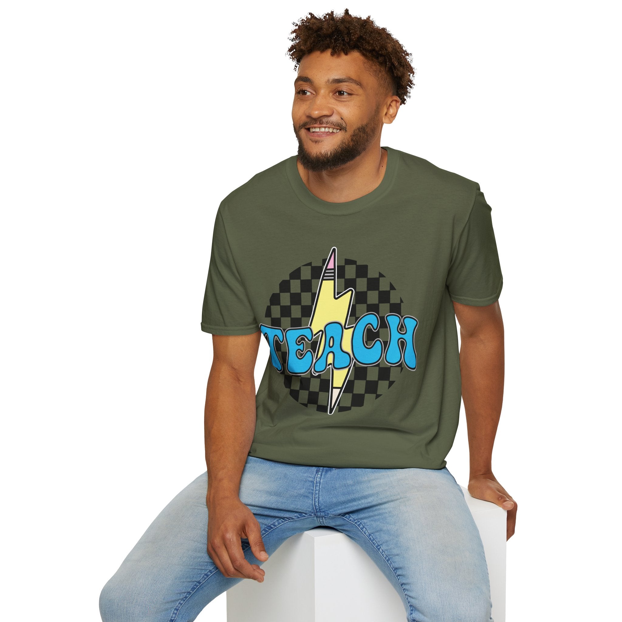 TEACH Unisex T-Shirt - lightning bolt pencil design