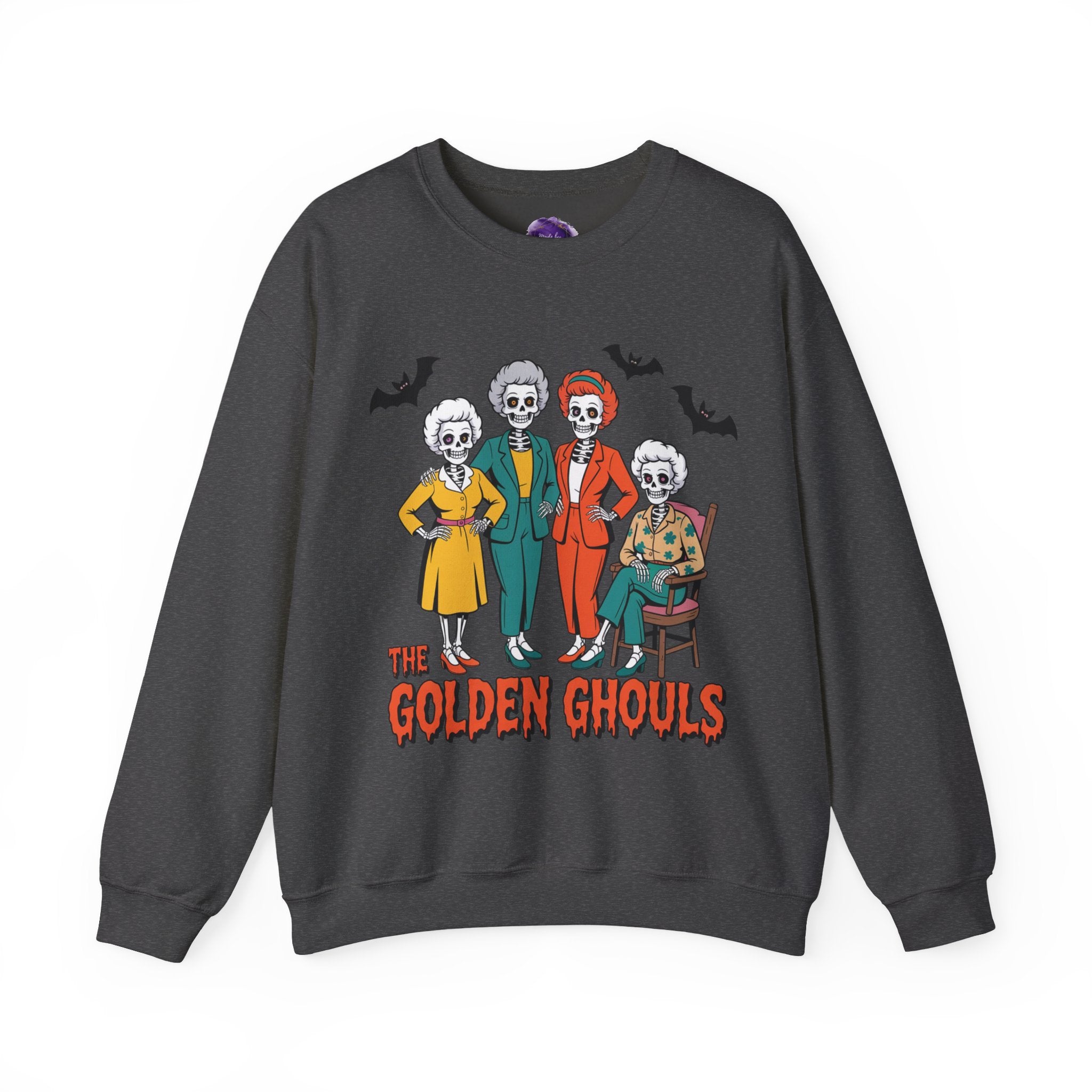 Golden Ghouls Sweatshirt, Halloween Crewneck, Vintage-Inspired Pullover, Cozy Fall Wear, Gift for Horror Fans