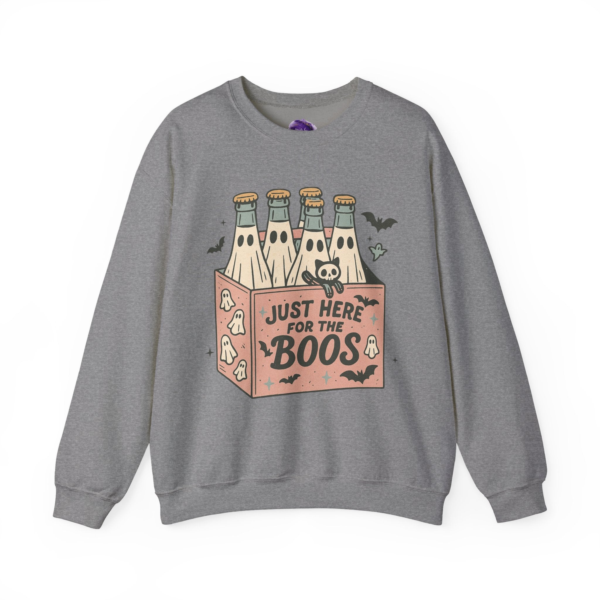 Halloween Sweatshirt - Just Here for the Boos, Cozy Unisex Apparel for Fall, Spooky Season Gift, Casual Halloween Outfit