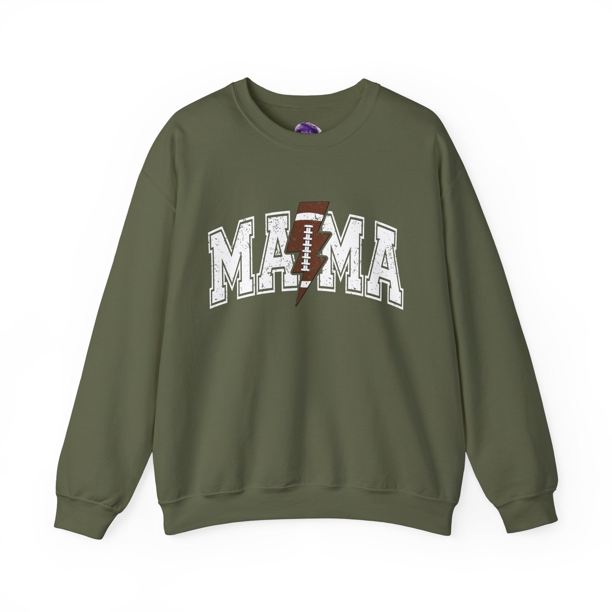 MAMA Sweatshirt with Football lightning bolt, Unisex Crewneck Sweatshirt, Perfect for Game Days, Sports Fan Apparel, Cozy Sweatshirt Gift, Football