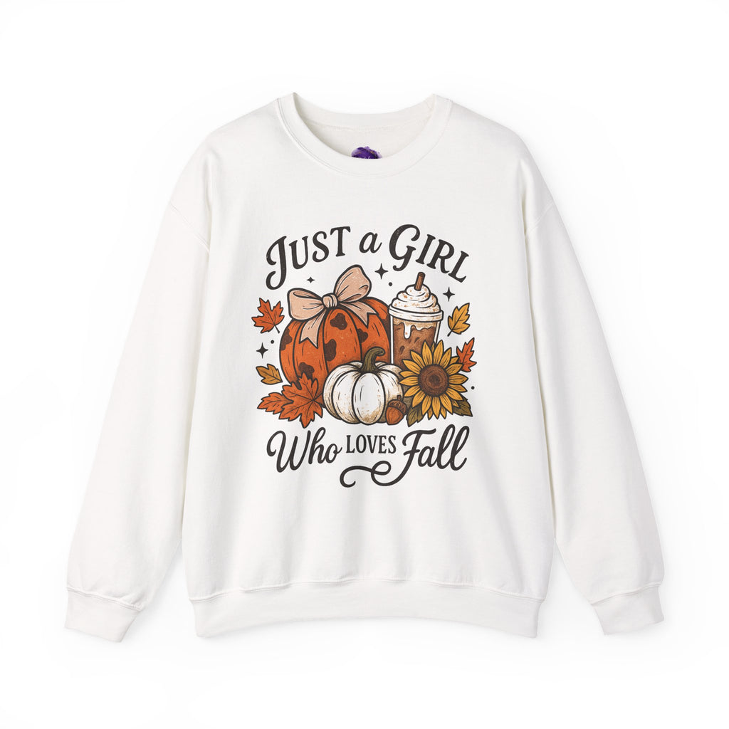 Fall-Themed Sweatshirt for Women, Just a Girl Who Loves Fall. Cozy Autumn Apparel, Pumpkin Lover Gifts, Stylish Holiday Layering