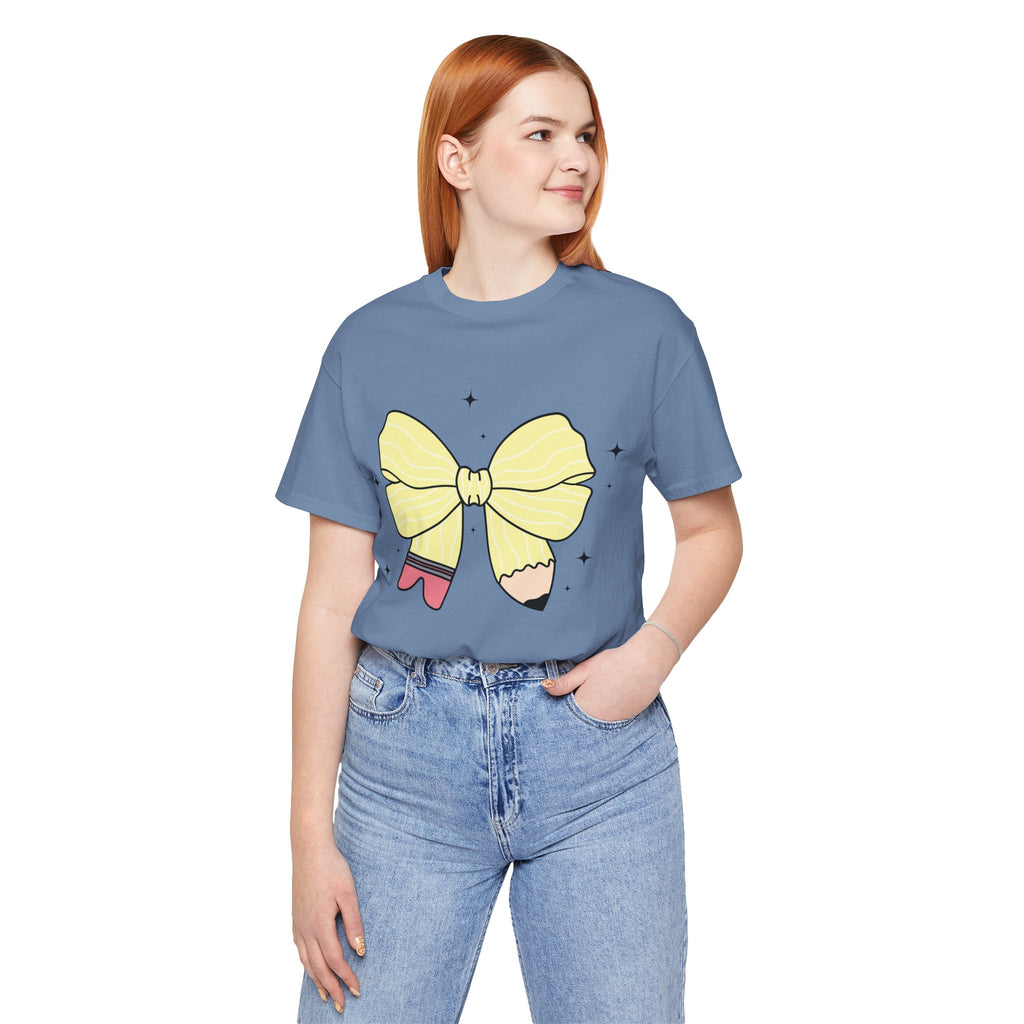 Pencil Coquette Bow T-shirt, Teacher tee