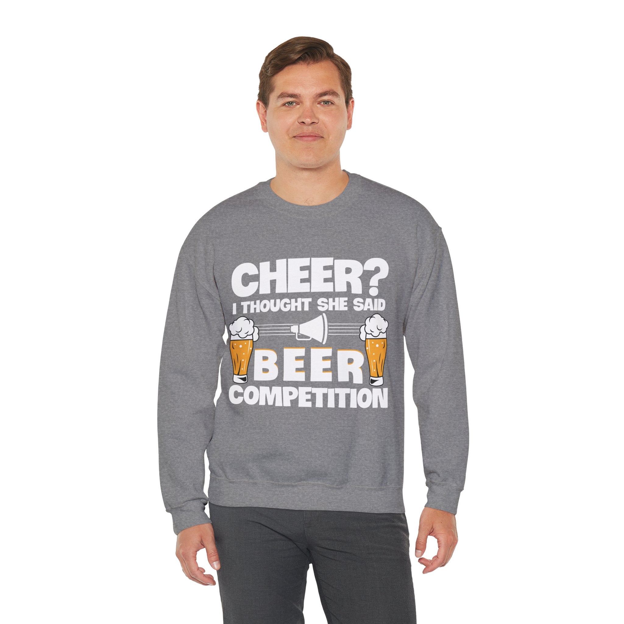 I THOUGHT SHE SAID BEER, Cheer Dad Sweatshirt, Unisex Crewneck Sweatshirt, Perfect for Game Days, Sports Fan Apparel, Cozy Sweatshirt Gift, Football