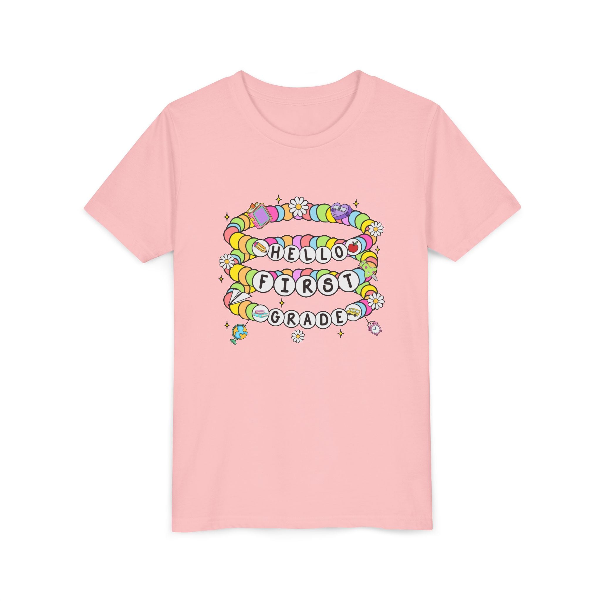 HELLO FIRST GRADE,  Short Sleeve Tee, Kids T-Shirt, Back to School Shirt, Classroom Apparel