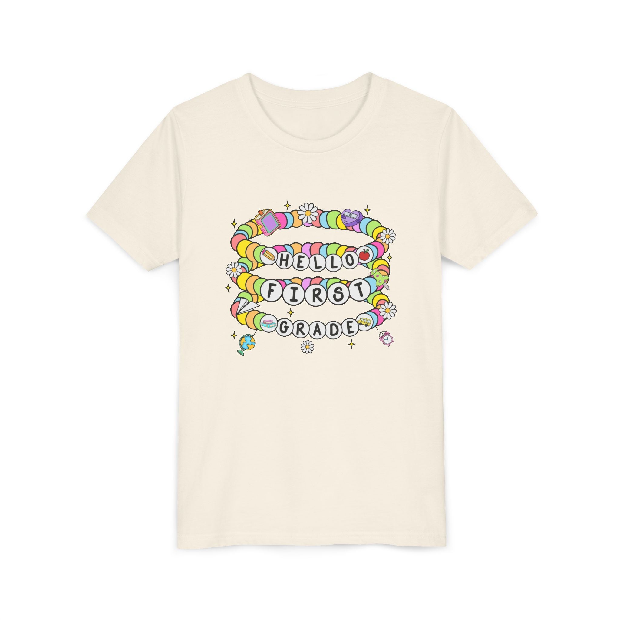 HELLO FIRST GRADE,  Short Sleeve Tee, Kids T-Shirt, Back to School Shirt, Classroom Apparel