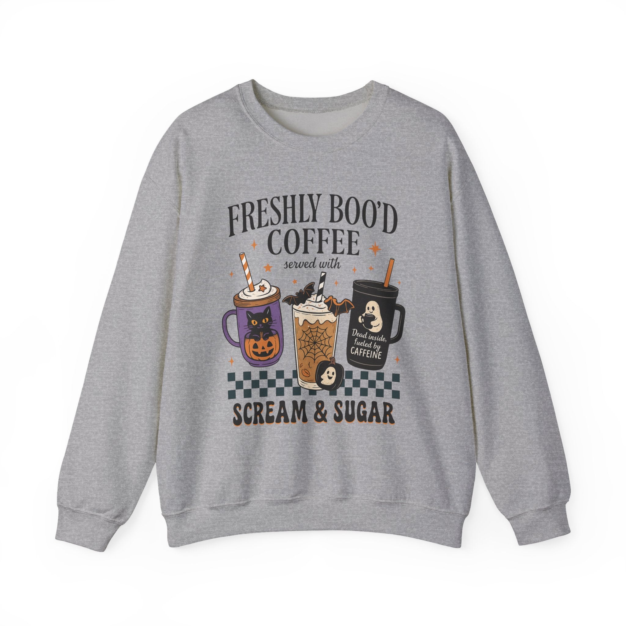 Freshly Boo'd Coffee, Spooky Coffee Sweatshirt, Halloween apparel, Unisex crewneck, Cozy gift, Fall fashion, Pumpkin spice lover