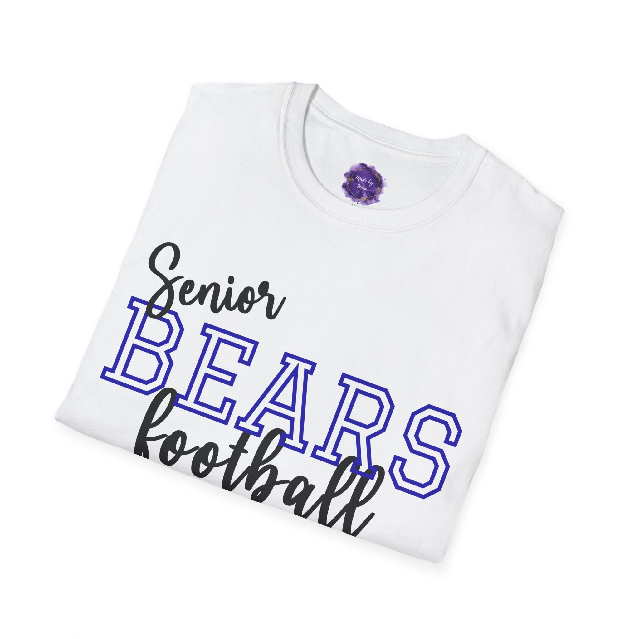 Senior Bears Football Mom T-Shirt, Black/ Blue design, Unisex Tee, Sporty Apparel for Game Day, Perfect for Football Moms, Great Gift Idea