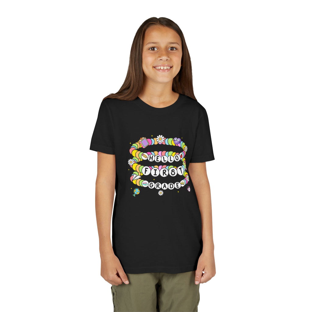 HELLO FIRST GRADE,  Short Sleeve Tee, Kids T-Shirt, Back to School Shirt, Classroom Apparel