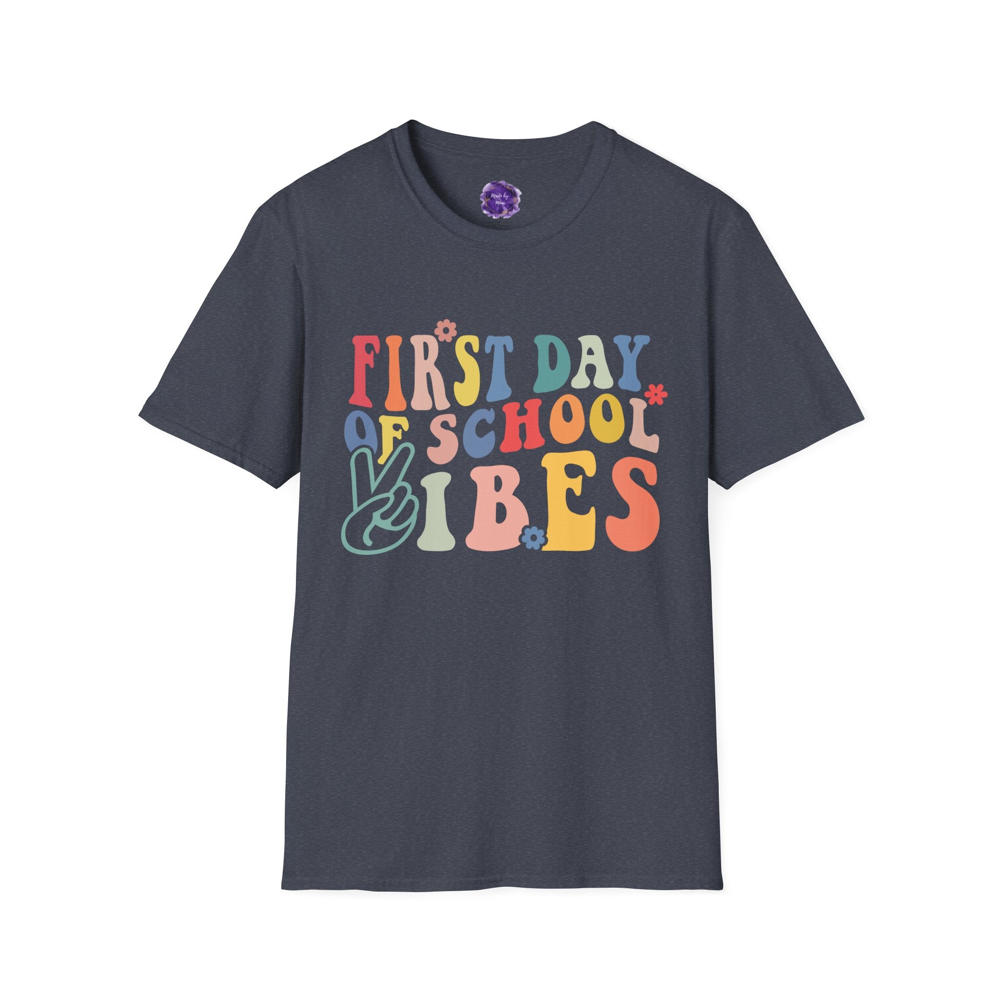 FIRST DAY OF SCHOOL VIBES, Unisex Softstyle Tee, Back-to-School Apparel, Adult