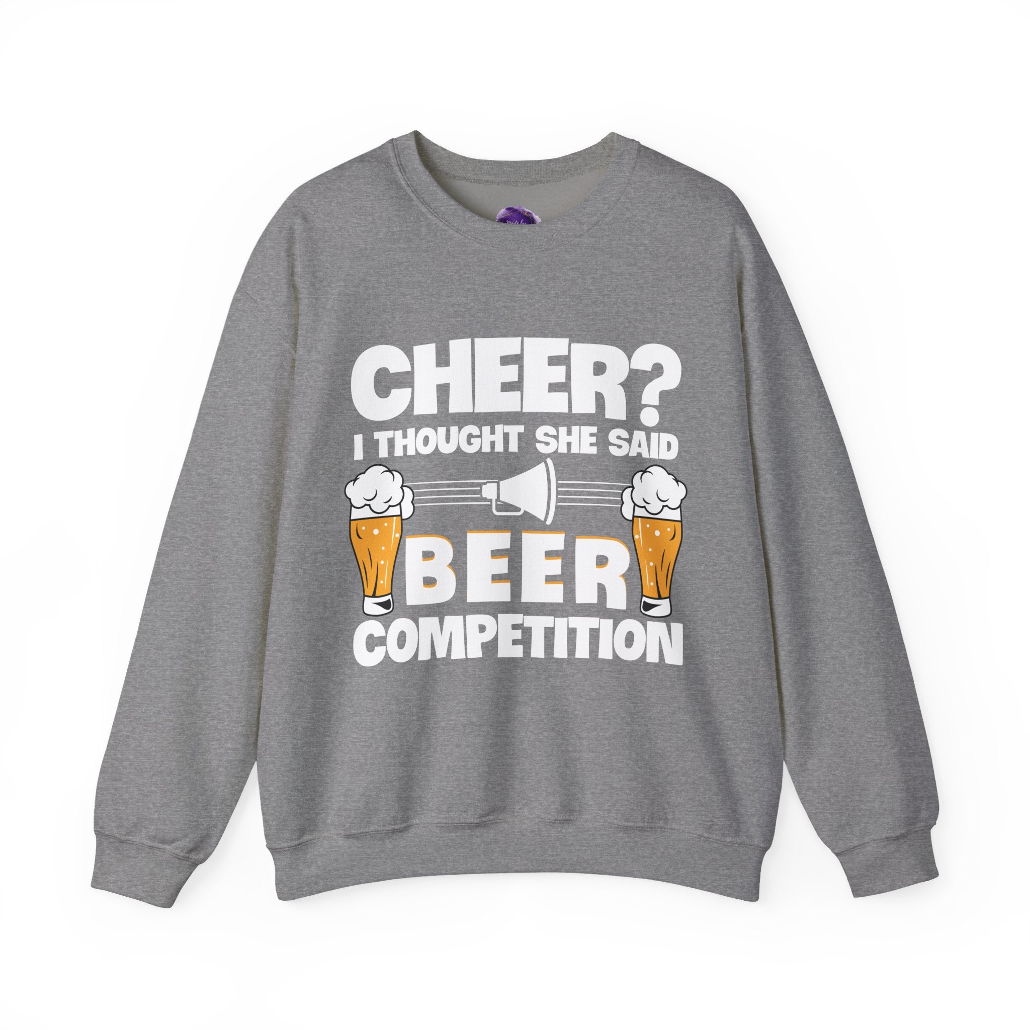 I THOUGHT SHE SAID BEER, Cheer Dad Sweatshirt, Unisex Crewneck Sweatshirt, Perfect for Game Days, Sports Fan Apparel, Cozy Sweatshirt Gift, Football