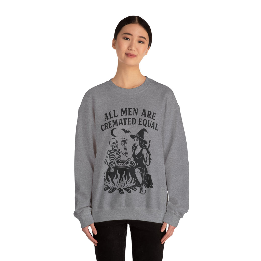 All Men are Cremated Equal, Unisex Crewneck, Fall Fashion, Spooky Season Gift, Themed Clothing
