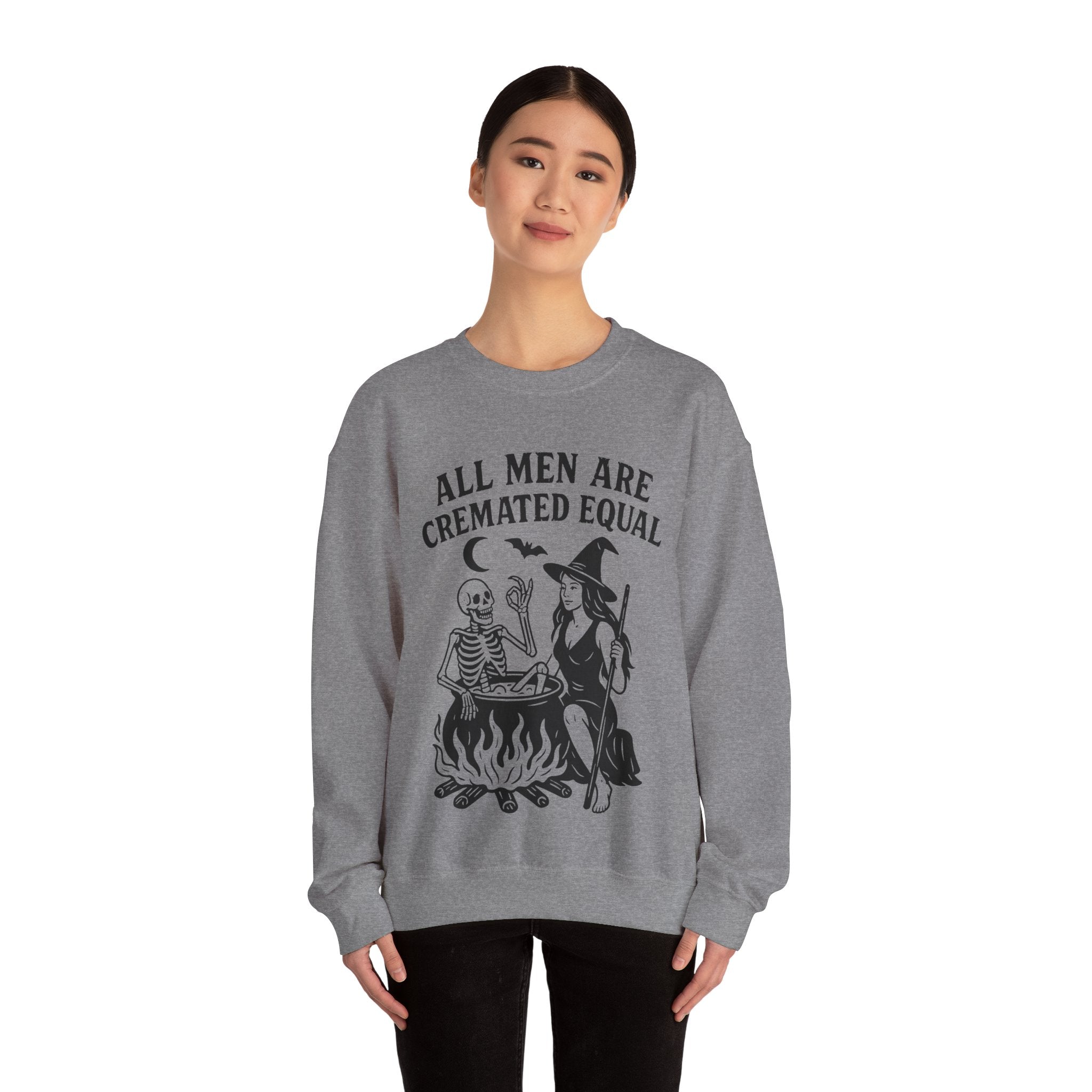 All Men are Cremated Equal, Unisex Crewneck, Fall Fashion, Spooky Season Gift, Themed Clothing