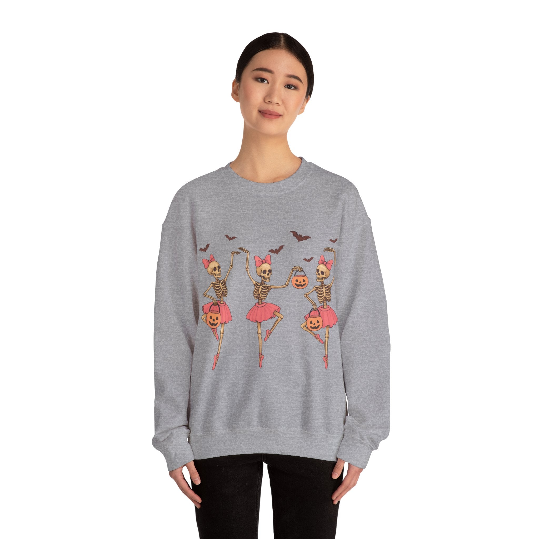 Ballerina Skeleton's / Halloween Sweatshirt, Cozy Halloween Apparel, Unisex Crewneck, Fall Fashion, Spooky Season Gift, Themed Clothing