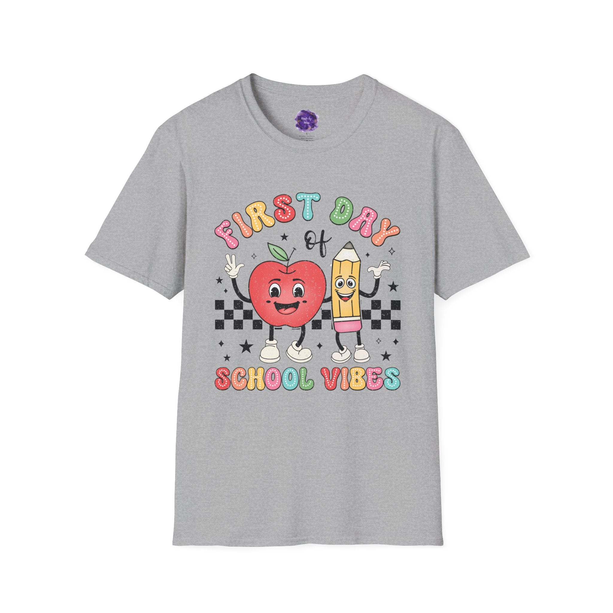 FIRST DAY OF SCHOOL VIBES,  T-Shirt, Back to School Shirt, Cute Teacher Tee, Fun Schoolwear