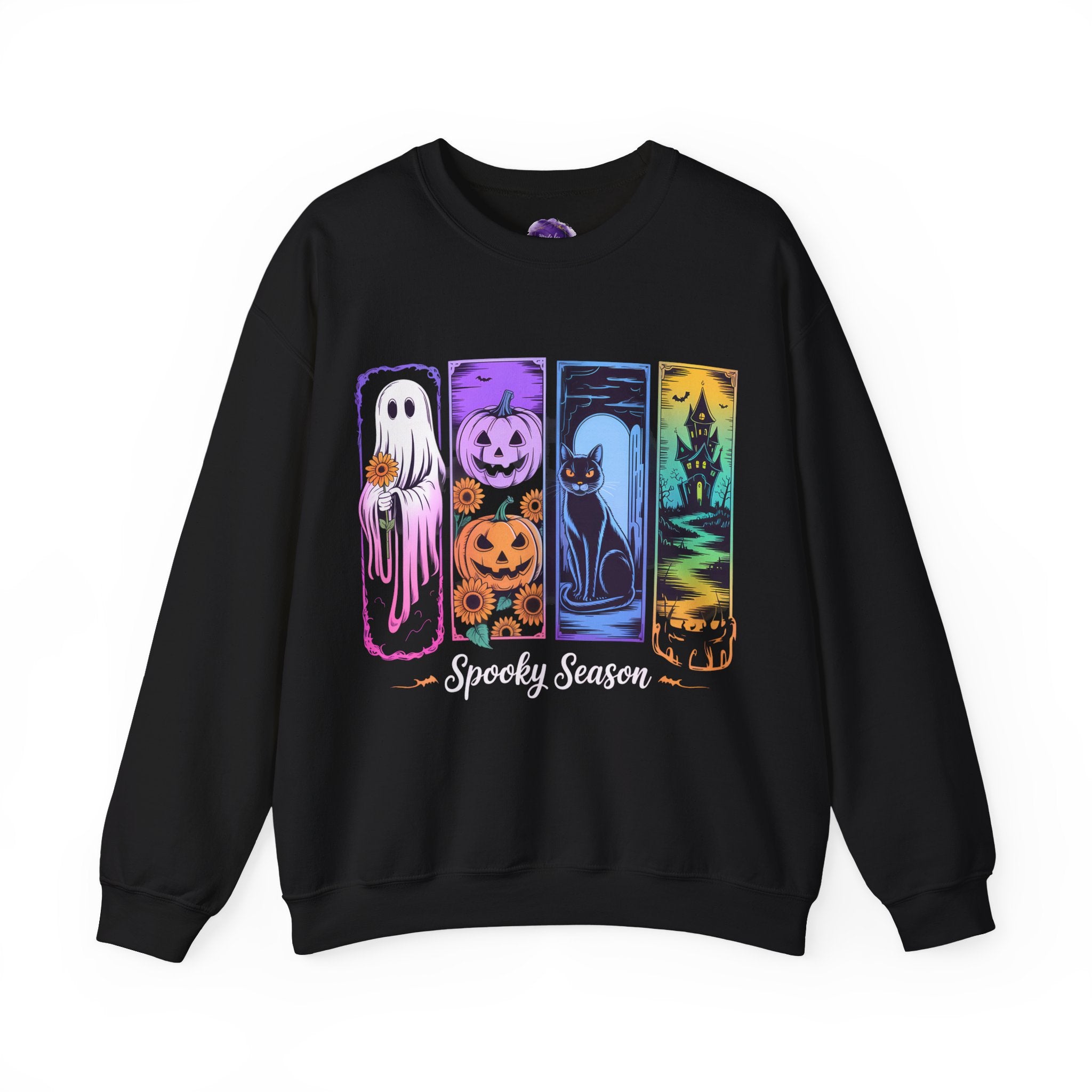 Spooky Season, Halloween Sweatshirt, Ghosts, Pink Pumpkins and Flowers, Cozy Halloween Apparel, Unisex Crewneck, Fall Fashion, Spooky Season Gift, Themed Clothing
