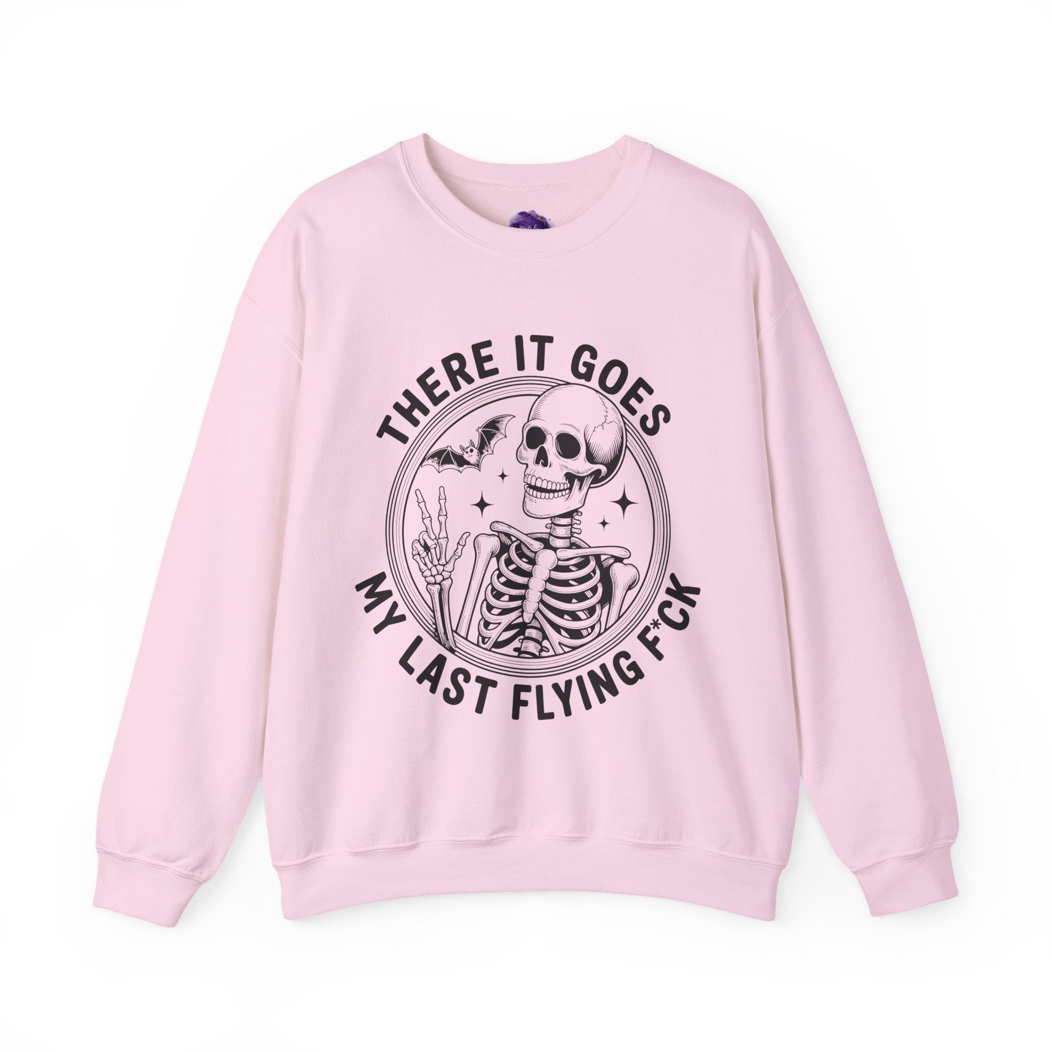 Skeleton/ There goes my last flying F*ck/Spooky Season, Halloween Sweatshirt, Cozy Halloween Apparel, Unisex Crewneck, Fall Fashion, Spooky Season Gift, Themed Clothing