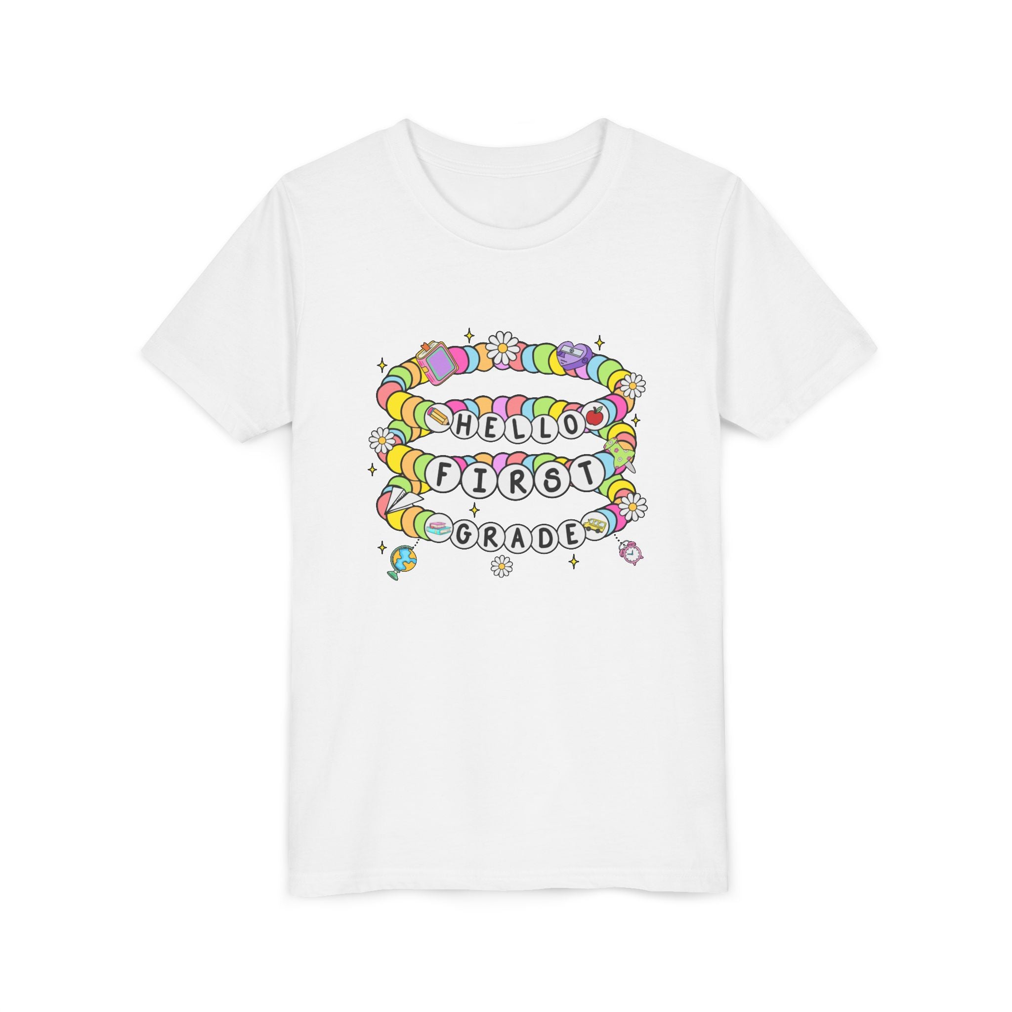 HELLO FIRST GRADE,  Short Sleeve Tee, Kids T-Shirt, Back to School Shirt, Classroom Apparel