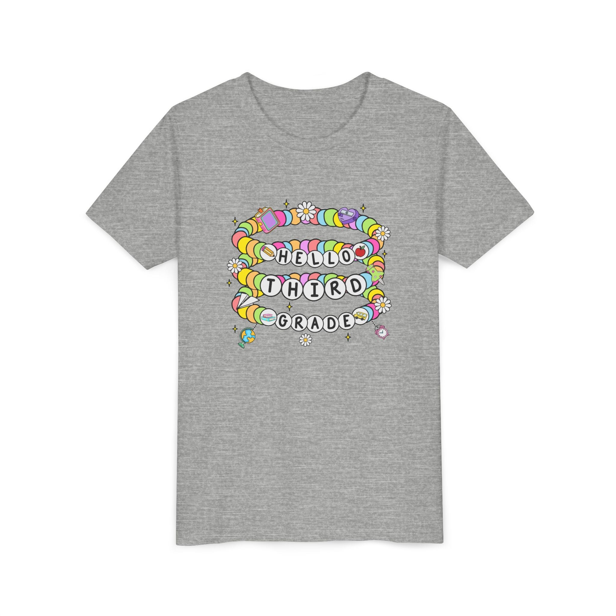 HELLO 3RD GRADE, Youth Tee - Back to School Shirt, Kids Educational T-Shirt, Fun Classroom Apparel, Grade Celebration Gift