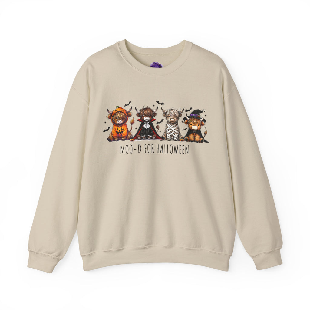 Moo'd for Halloween/ Halloween Sweatshirt, Cozy Halloween Apparel, Unisex Crewneck, Fall Fashion, Spooky Season Gift, Themed Clothing