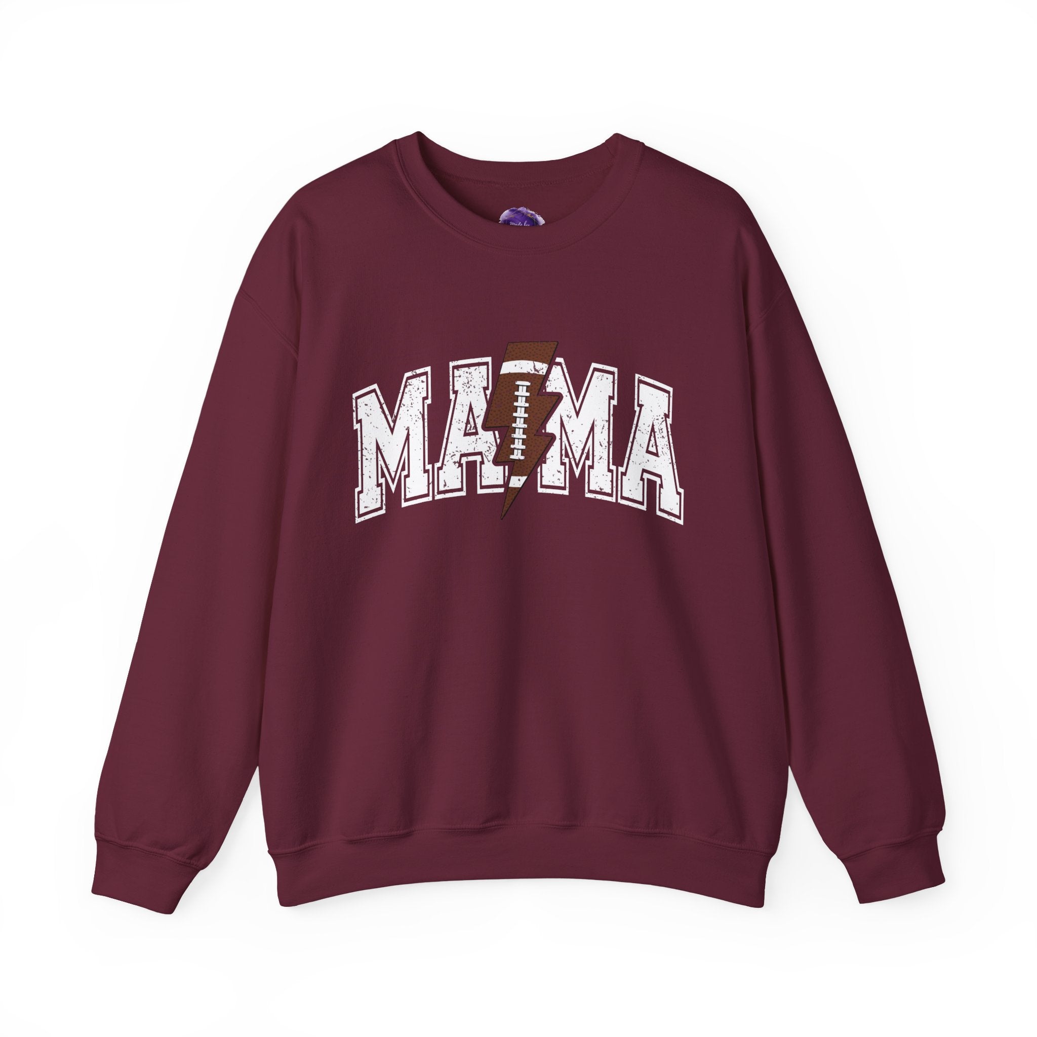 MAMA Sweatshirt with Football lightning bolt, Unisex Crewneck Sweatshirt, Perfect for Game Days, Sports Fan Apparel, Cozy Sweatshirt Gift, Football