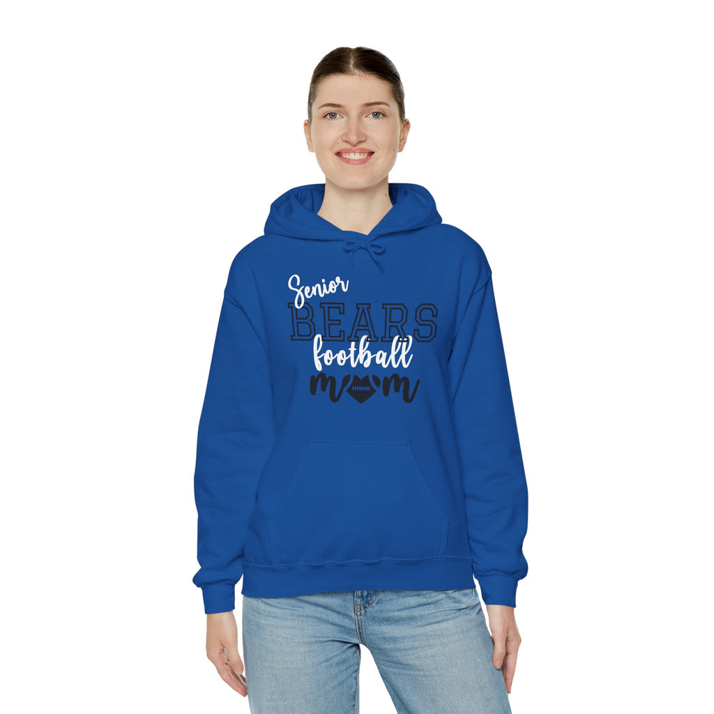 Senior Football Mom Hoodie, Unisex Heavy Blend Sweatshirt, Supportive Gift for Sports Moms, Team Spirit Apparel, Customizable Sports Gear