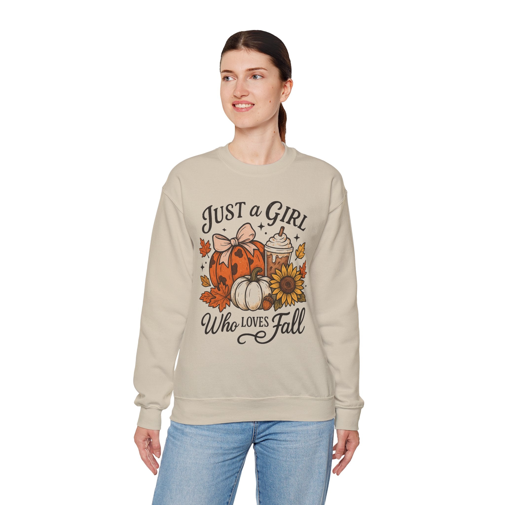 Fall-Themed Sweatshirt for Women, Just a Girl Who Loves Fall. Cozy Autumn Apparel, Pumpkin Lover Gifts, Stylish Holiday Layering