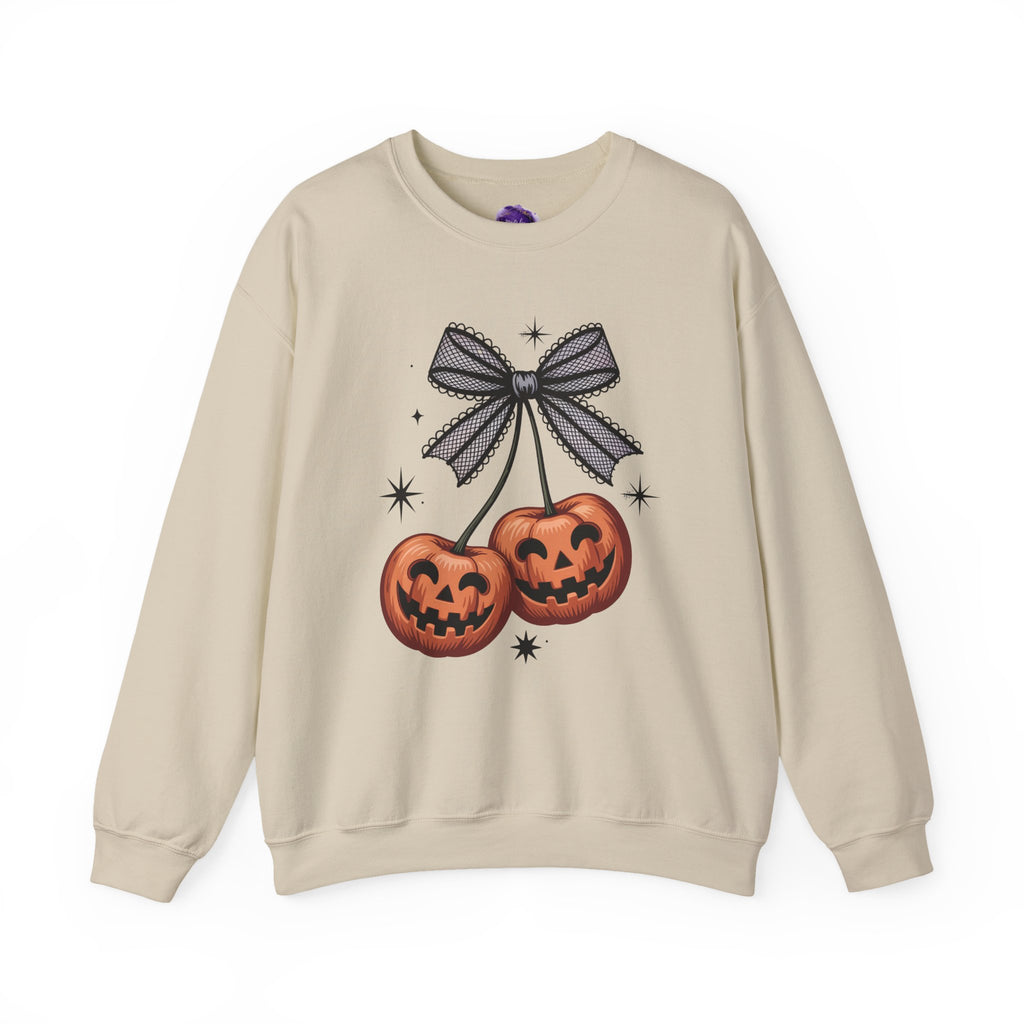 Cherries Pumpkin, Halloween Sweatshirt, Cozy Halloween Apparel, Unisex Crewneck, Fall Fashion, Spooky Season Gift, Themed Clothing