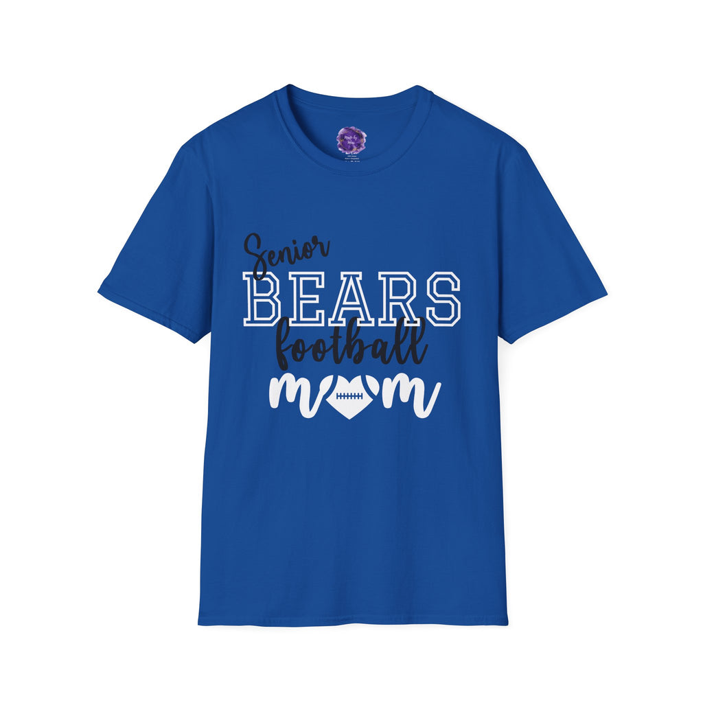 Senior Bears Football Mom T-Shirt,Black/White, Unisex Tee, Sporty Apparel for Game Day, Perfect for Football Moms, Great Gift Idea