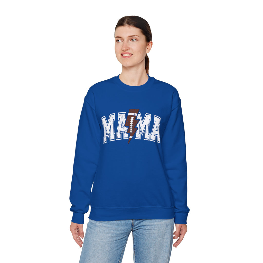 MAMA Sweatshirt with Football lightning bolt, Unisex Crewneck Sweatshirt, Perfect for Game Days, Sports Fan Apparel, Cozy Sweatshirt Gift, Football