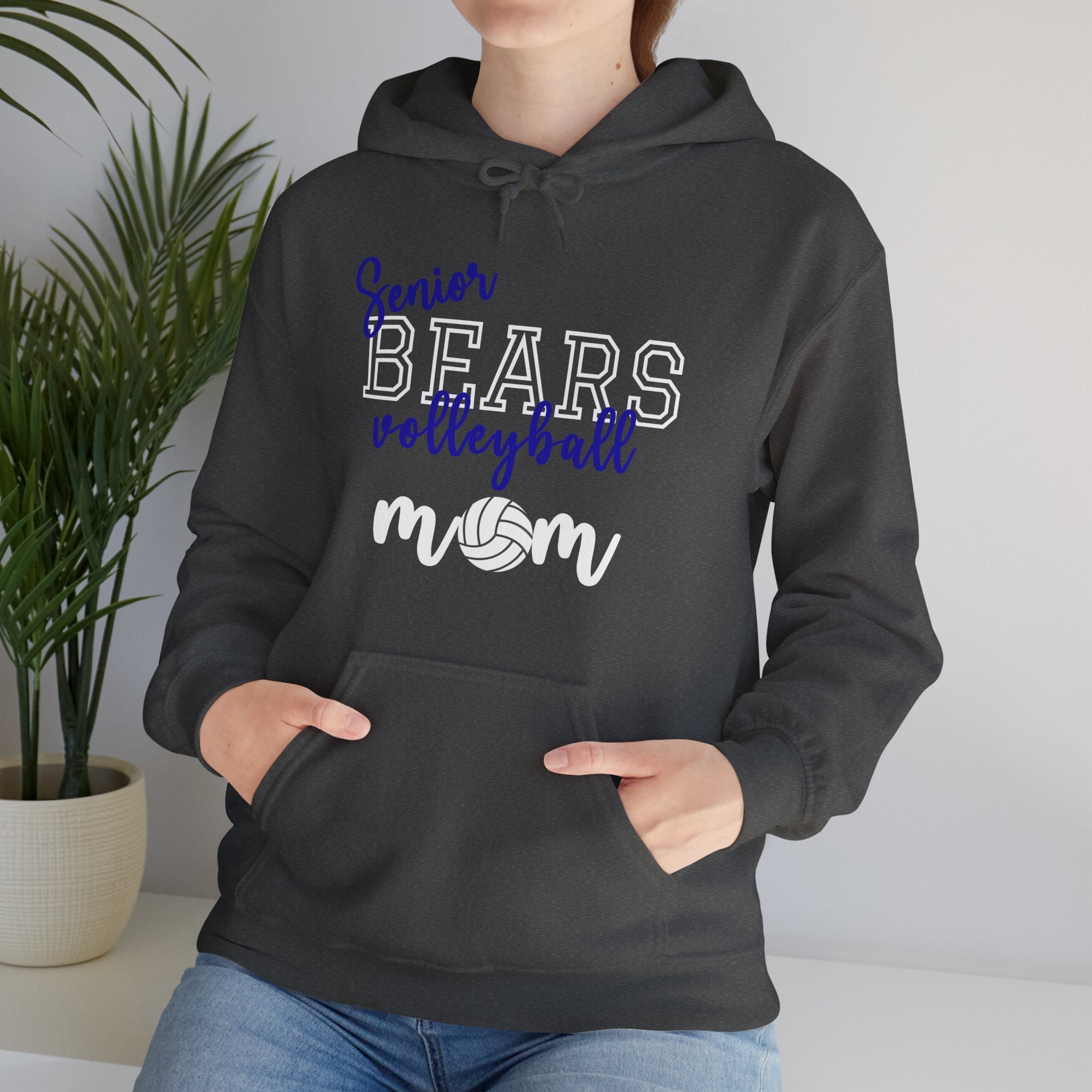 Senior Bears Volleyball Mom Hoodie - Personalized Sportswear for Proud MOMS, Gift for Volleyball Enthusiasts, Customizable Hooded Sweatshirt