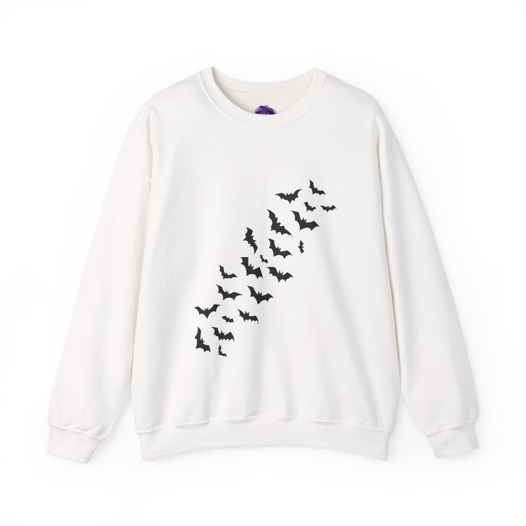 Spooky Season, Bats and Haunted House/ Halloween Sweatshirt, Ghosts, Pink Pumpkins and Flowers, Cozy Halloween Apparel, Unisex Crewneck, Fall Fashion, Spooky Season Gift, Themed Clothing