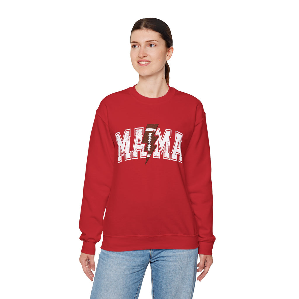 MAMA Sweatshirt with Football lightning bolt, Unisex Crewneck Sweatshirt, Perfect for Game Days, Sports Fan Apparel, Cozy Sweatshirt Gift, Football