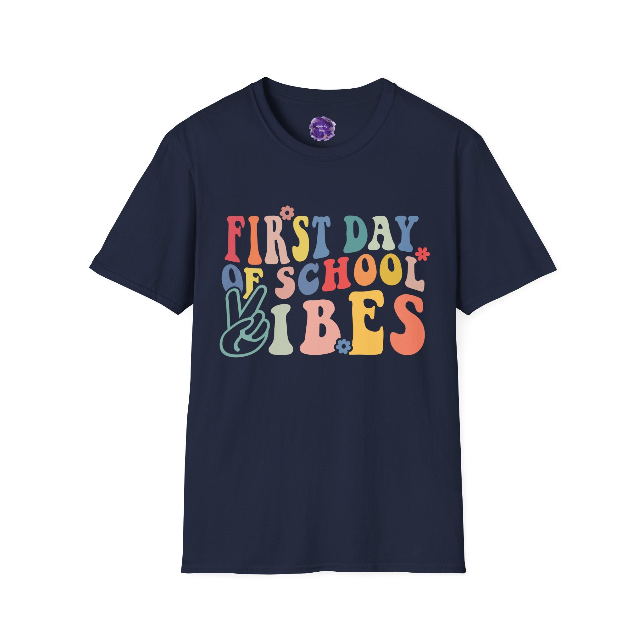 FIRST DAY OF SCHOOL VIBES, Unisex Softstyle Tee, Back-to-School Apparel, Adult