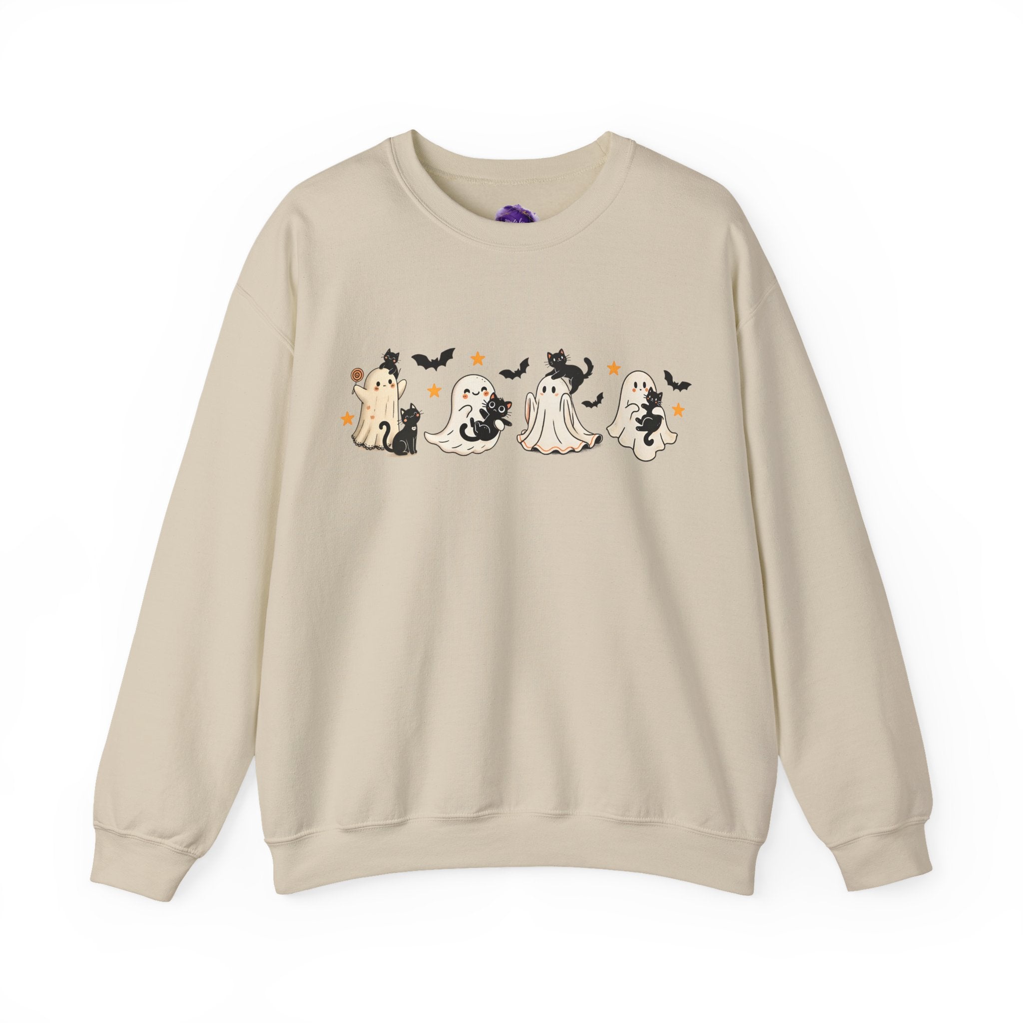 Ghosts, Cats and Bats/ Halloween Sweatshirt, Cozy Halloween Apparel, Unisex Crewneck, Fall Fashion, Spooky Season Gift, Themed Clothing