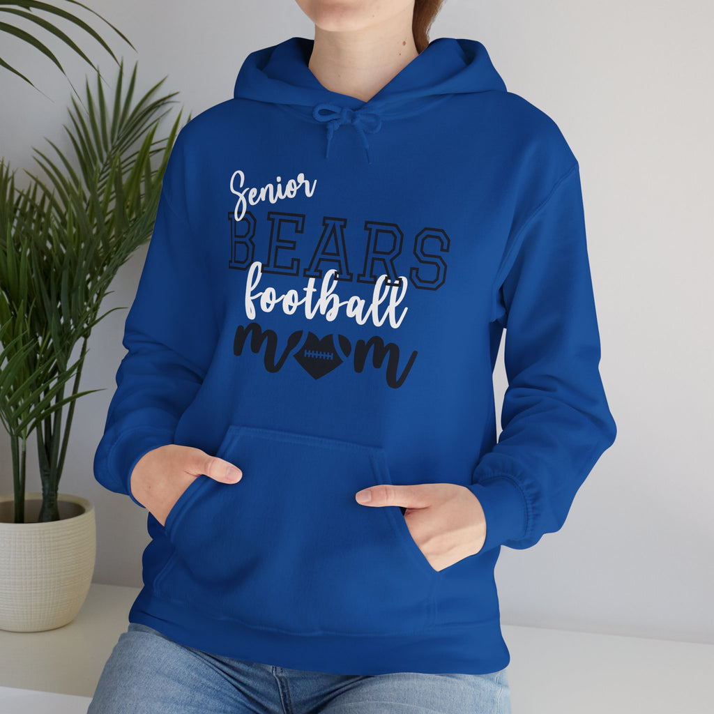 Senior Football Mom Hoodie, Unisex Heavy Blend Sweatshirt, Supportive Gift for Sports Moms, Team Spirit Apparel, Customizable Sports Gear