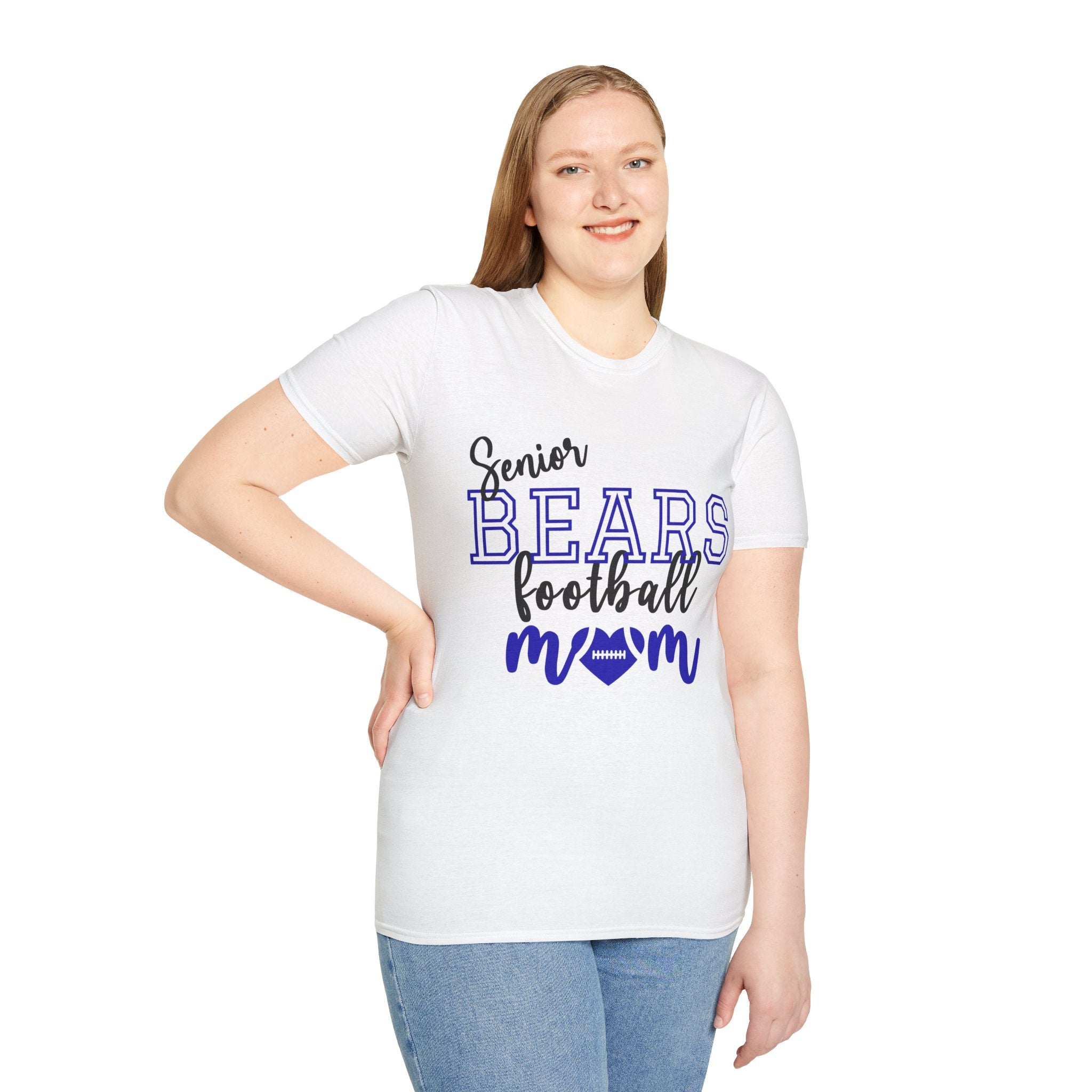 Senior Bears Football Mom T-Shirt, Black/ Blue design, Unisex Tee, Sporty Apparel for Game Day, Perfect for Football Moms, Great Gift Idea