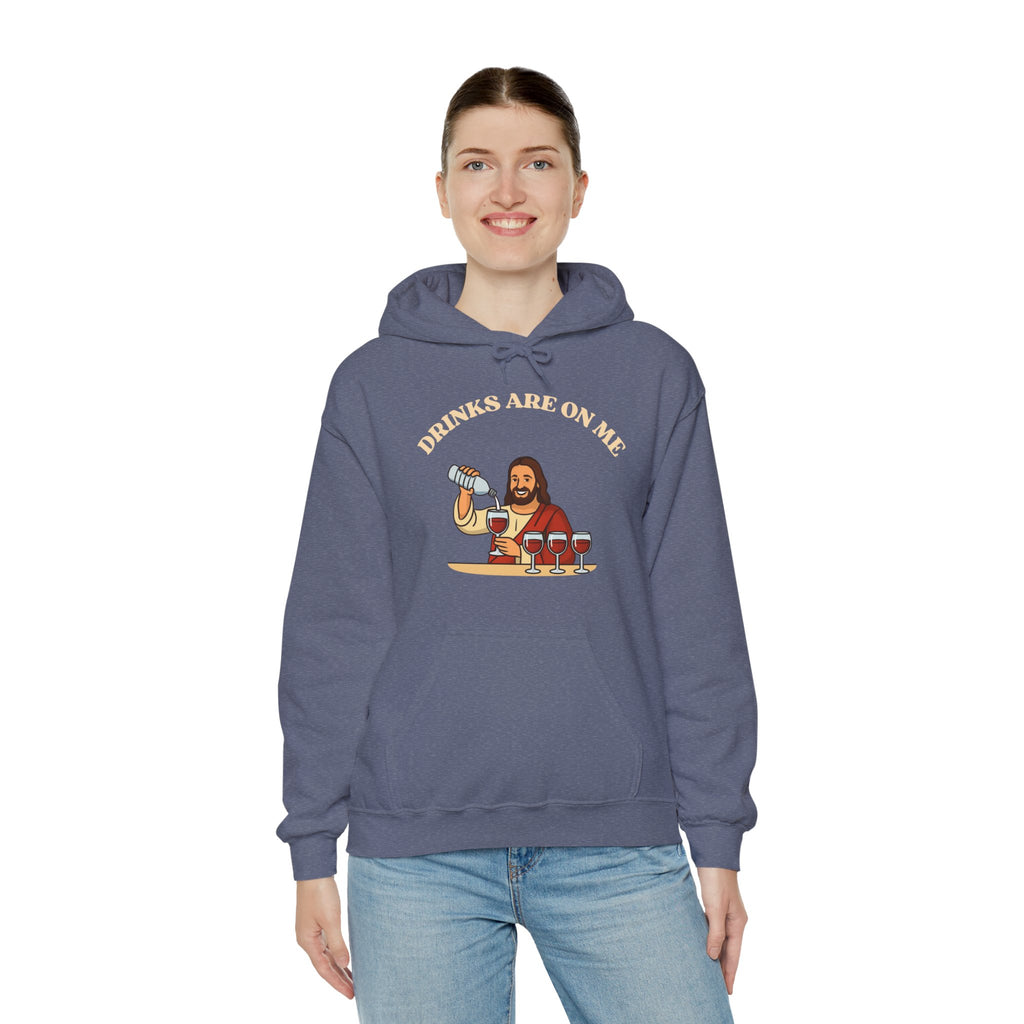 DRINKS ARE ON ME  Gildan Hooded Sweatshirt