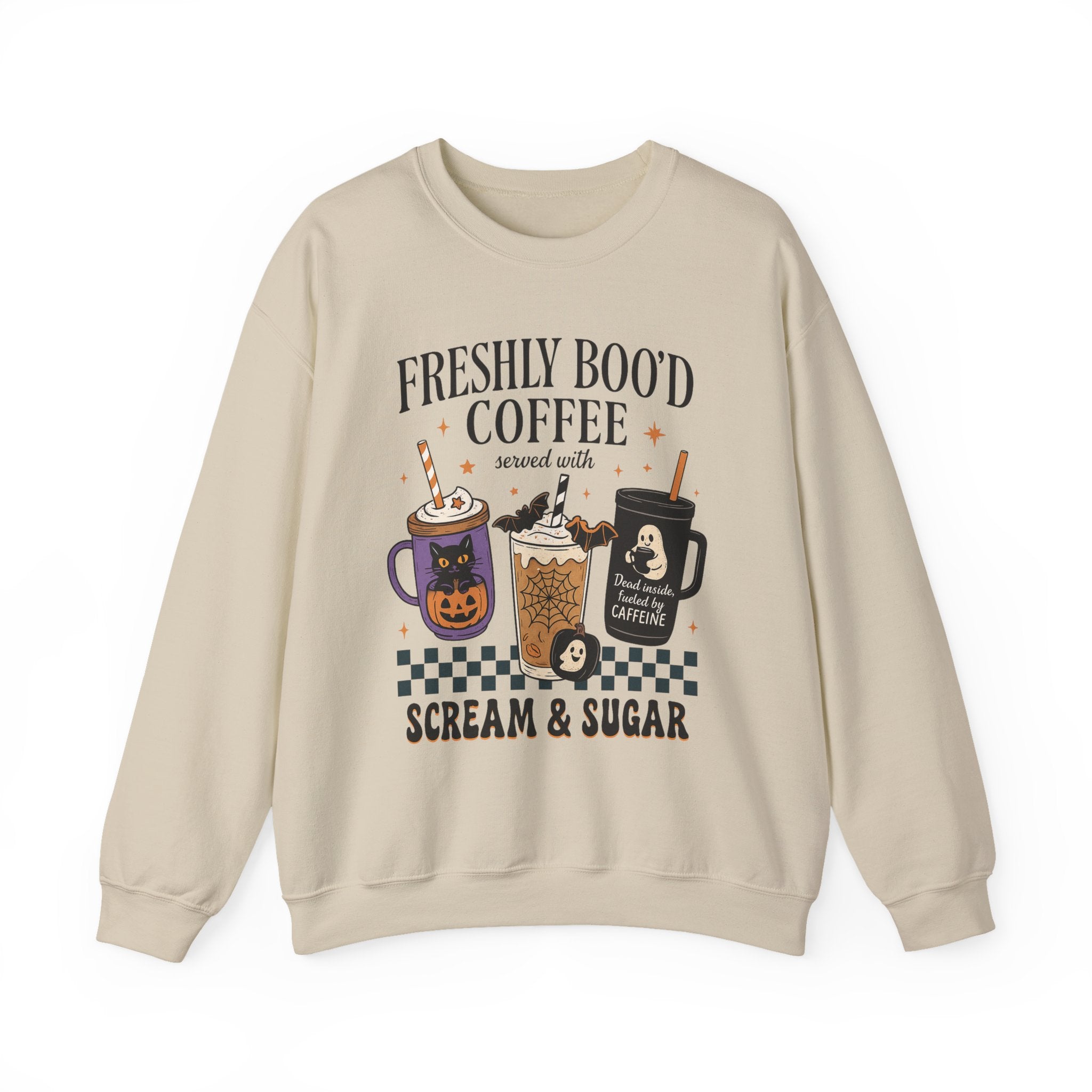 Freshly Boo'd Coffee, Spooky Coffee Sweatshirt, Halloween apparel, Unisex crewneck, Cozy gift, Fall fashion, Pumpkin spice lover