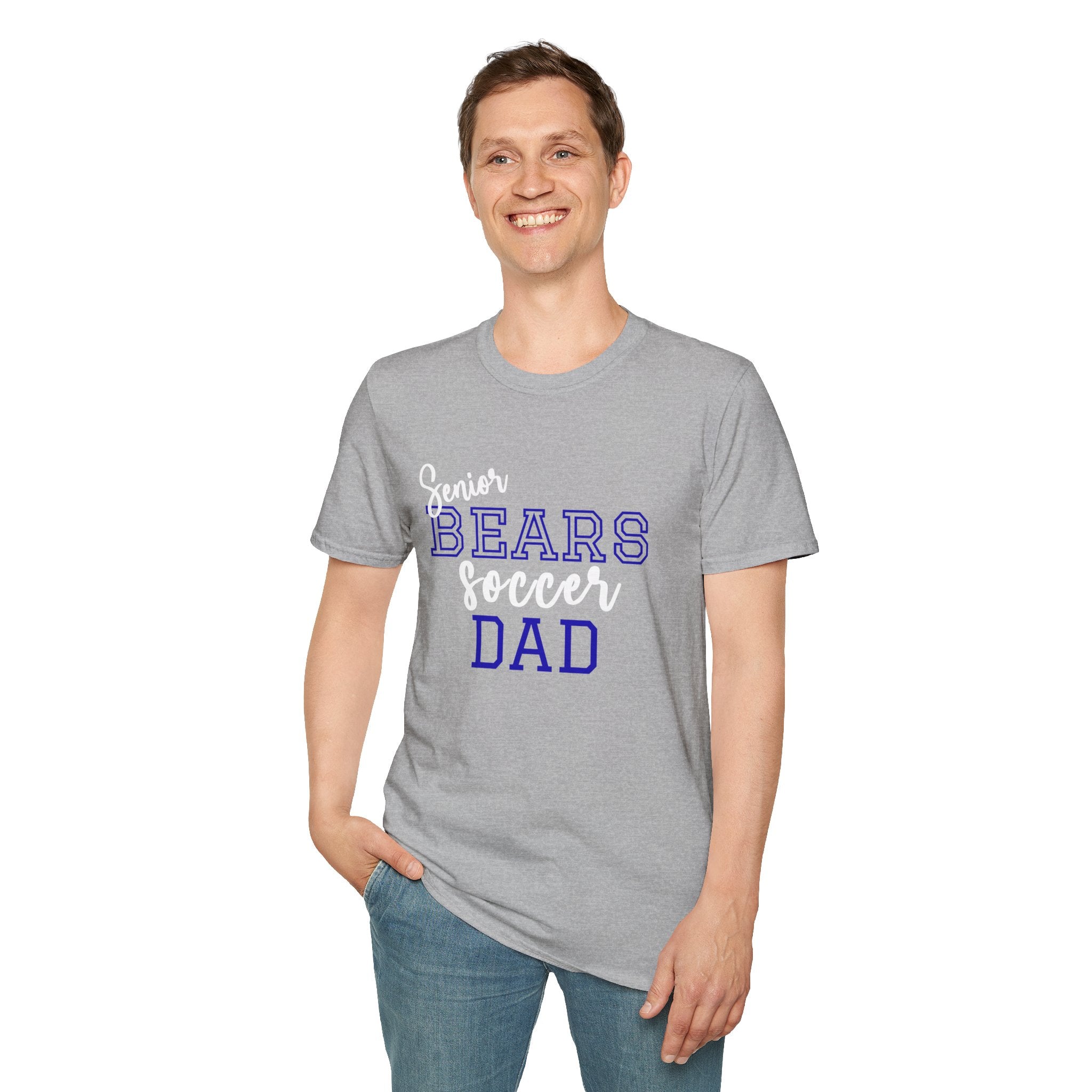 SENIOR Bears Soccer Dad T-Shirt, Sporty Graphic Tee, Perfect for Team Spirit, Gift for Dad, Casual Wear,