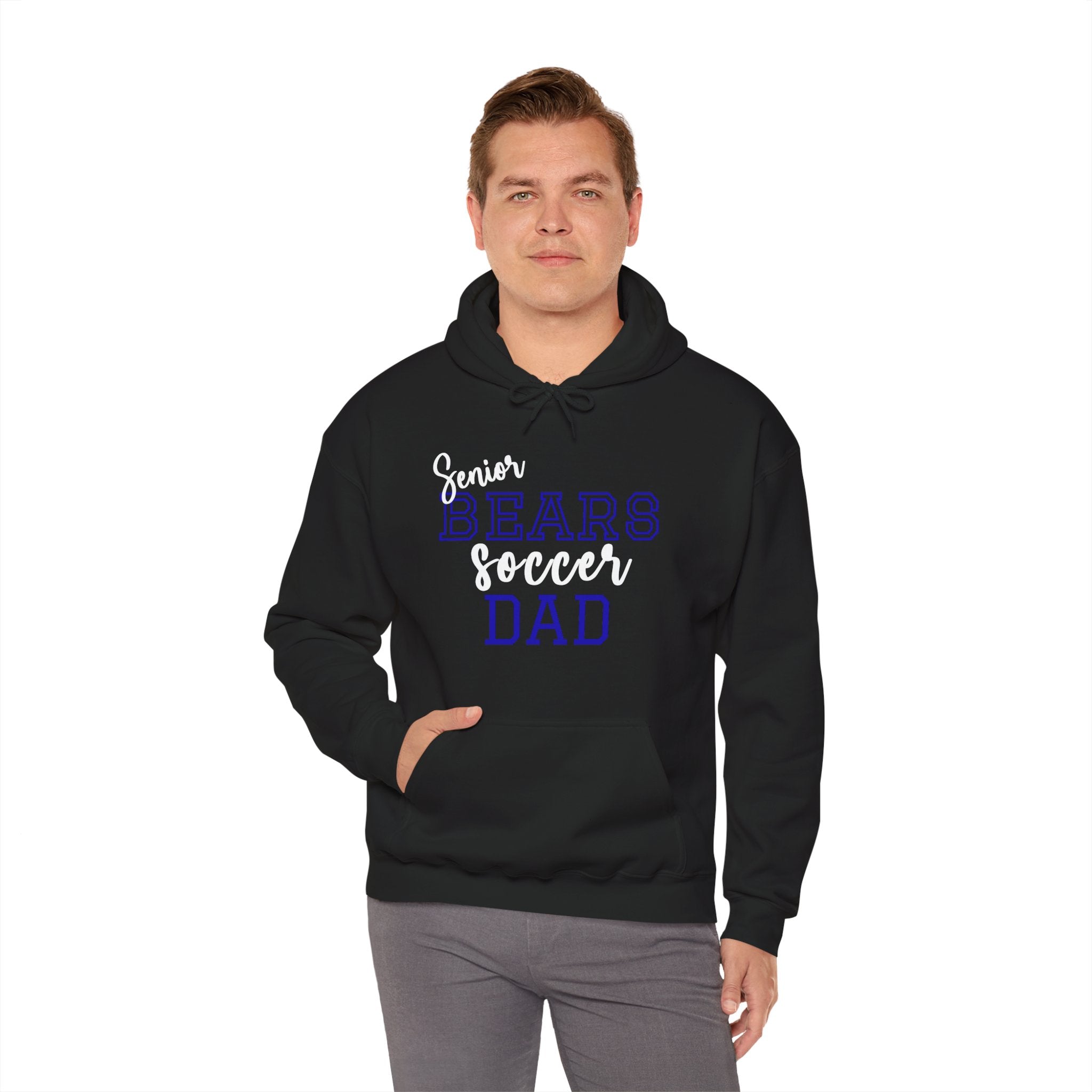 Senior Bears Soccer Dad Hoodie, Unisex Heavy Blend Hoodie for Sports Fans, Personalized Sweatshirt, Game Day Apparel